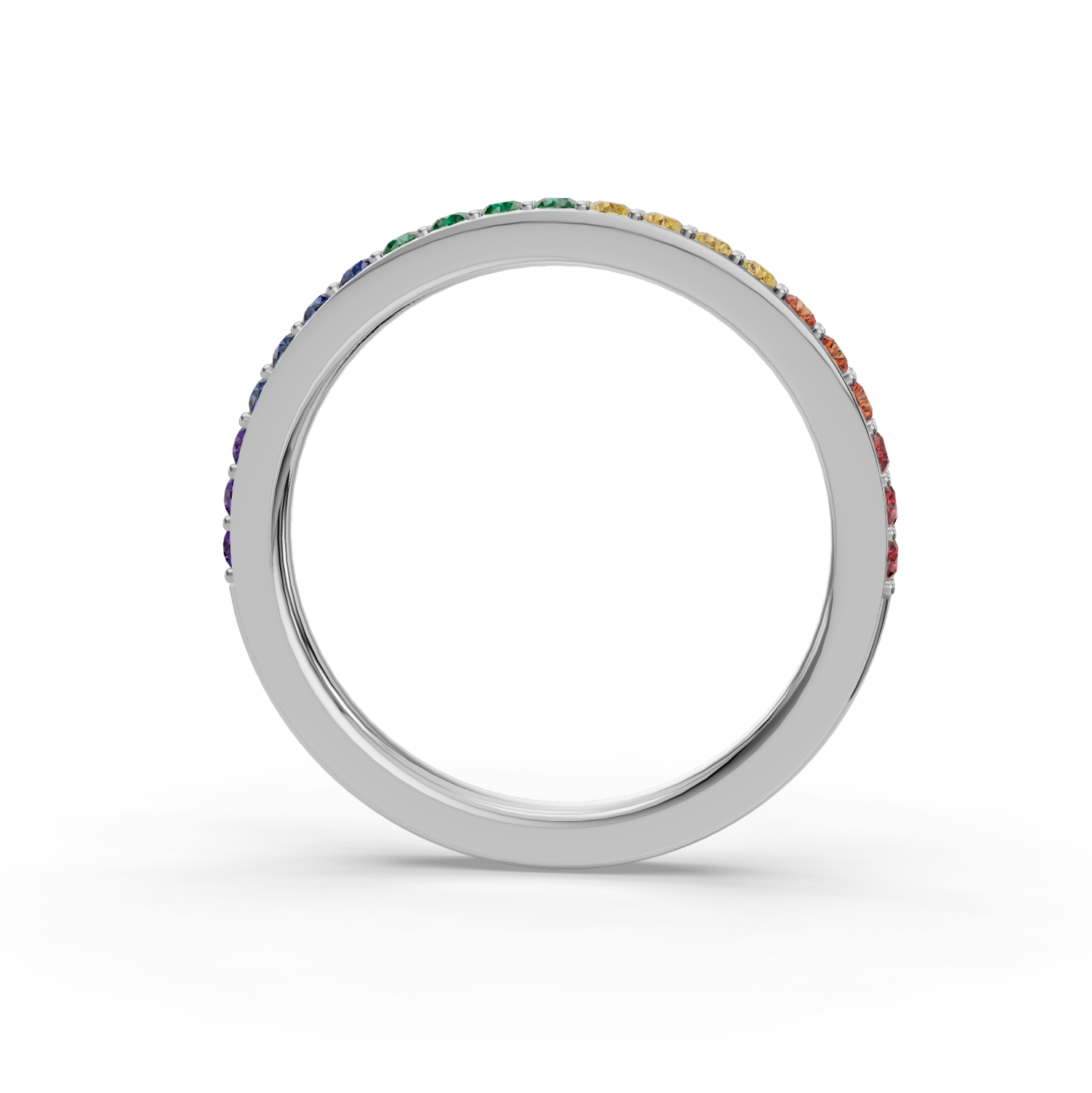 Rainbow Sapphire Half Eternity Band