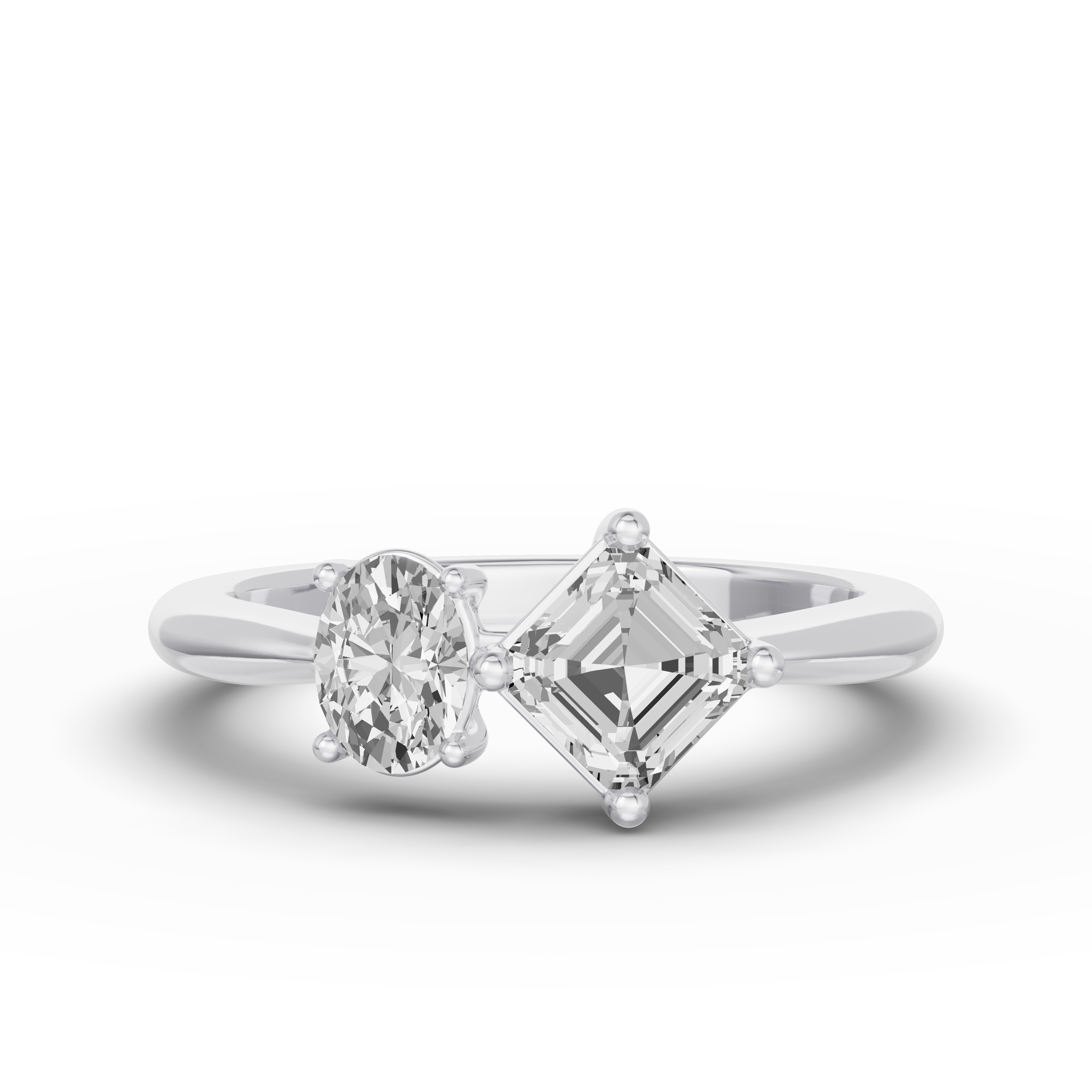Toi Et Moi Double Oval and Asscher Lab Diamond Ring