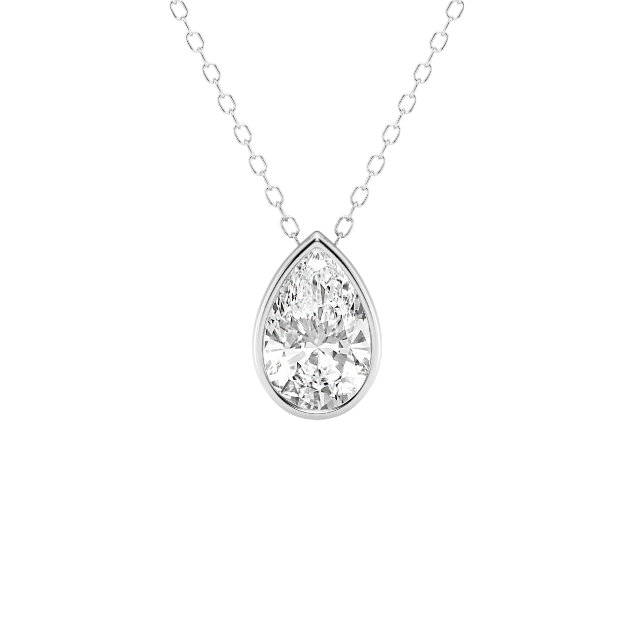 Modern Bezel Pear Lab Diamond Necklace
