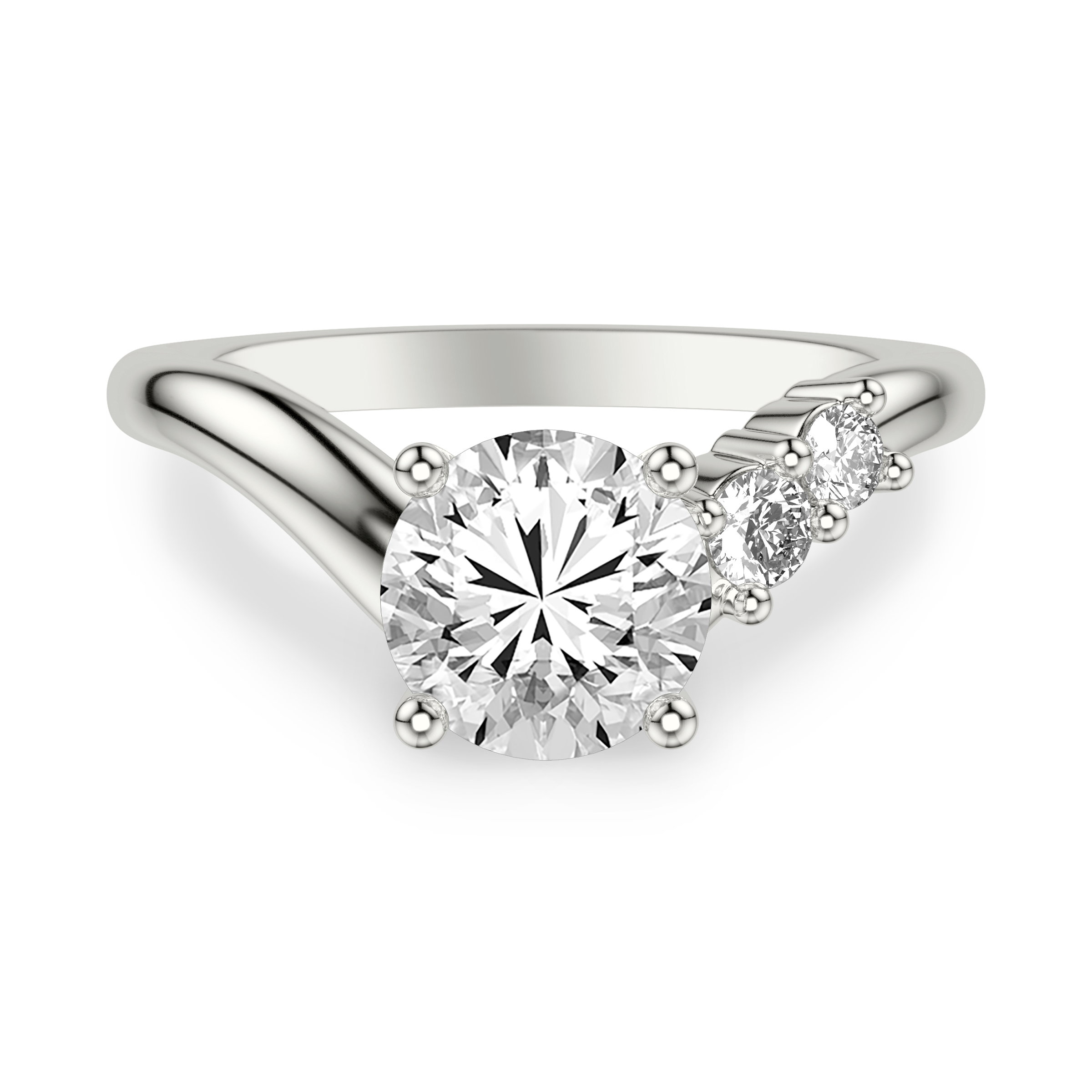 Curvelle Asymmetrical Pave Engagement Ring