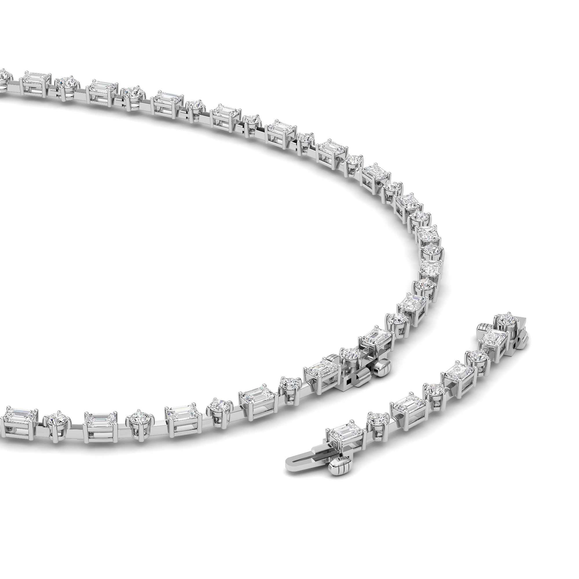 Adjustable Round & Emerald-Cut Lab Diamond Spaced Lariat Necklace (20.00 ct. tw.)