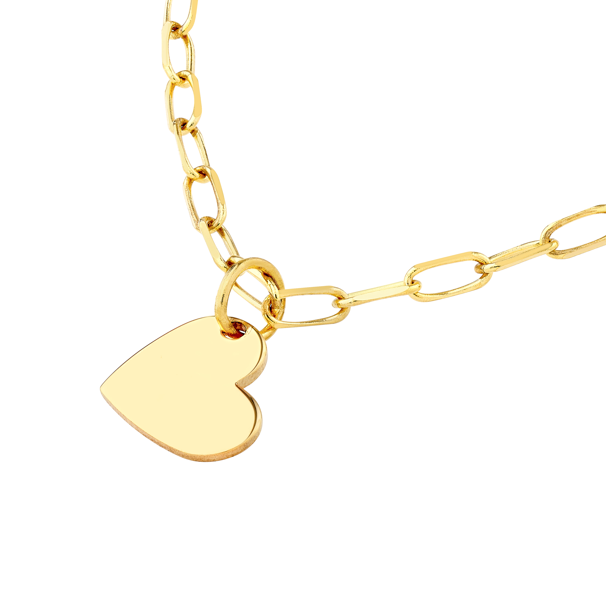 Heart Charm Paper Clip Gold Necklace