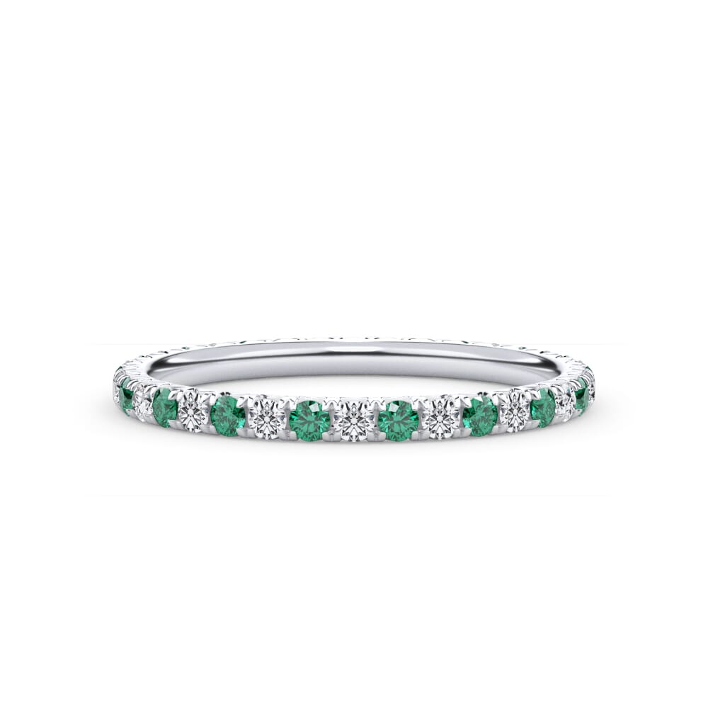 Emerald and Diamond Pave Eternity Band
