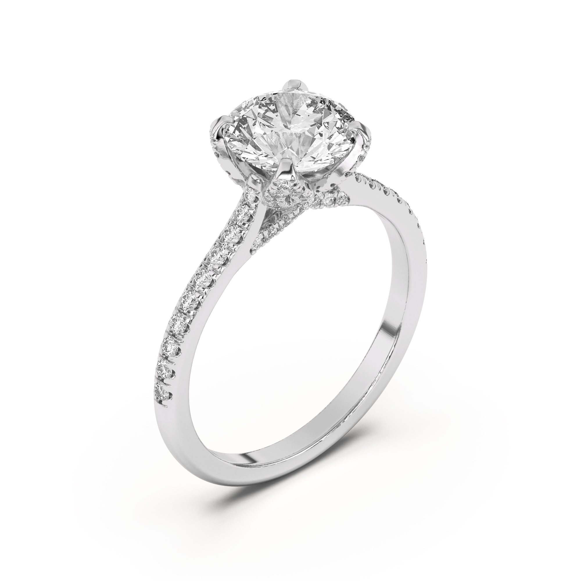 Marian Diamond-Encrusted Tulip Prong Pave Engagement Ring