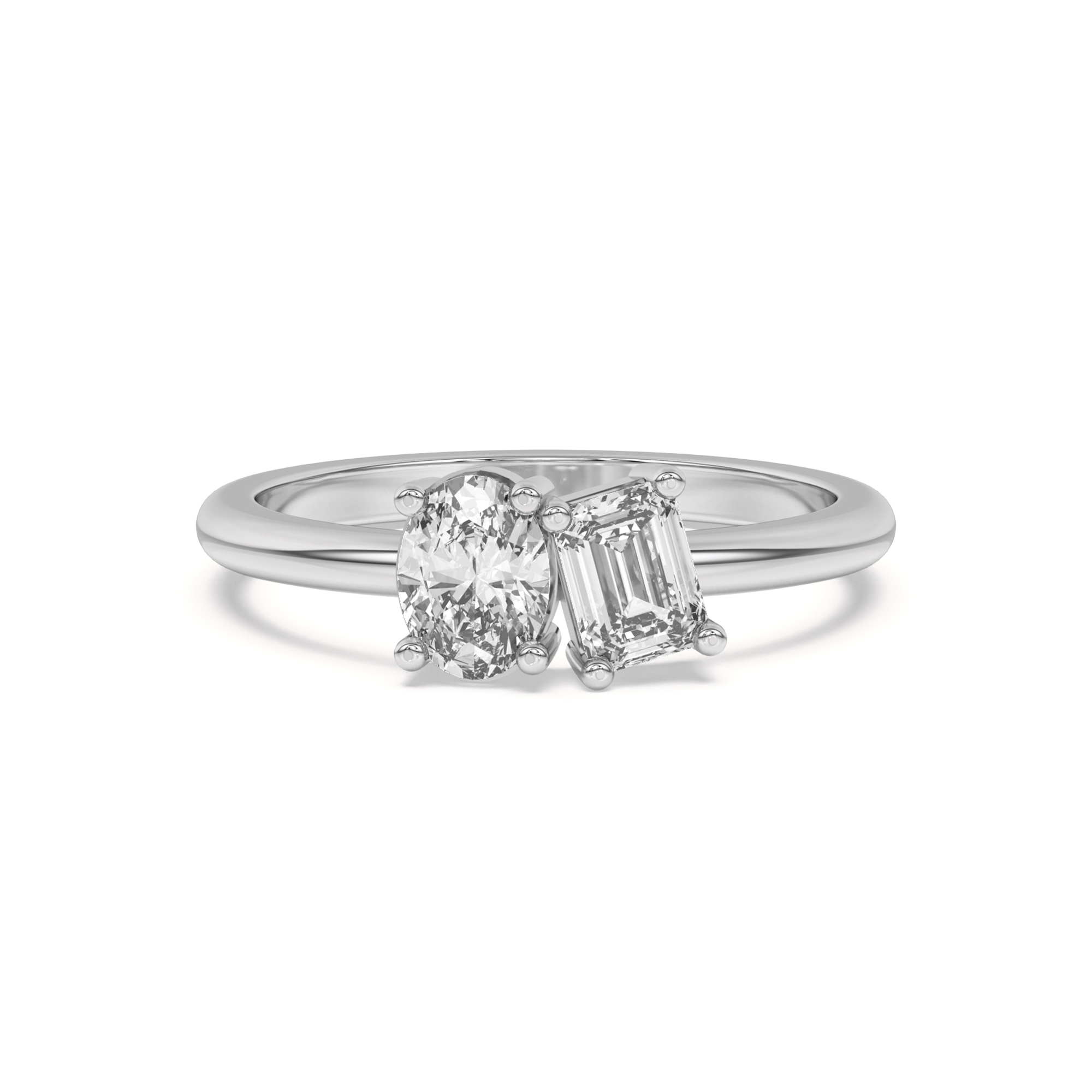 Toi et Moi Oval and Emerald Lab Ring (1.00 ct. tw.)