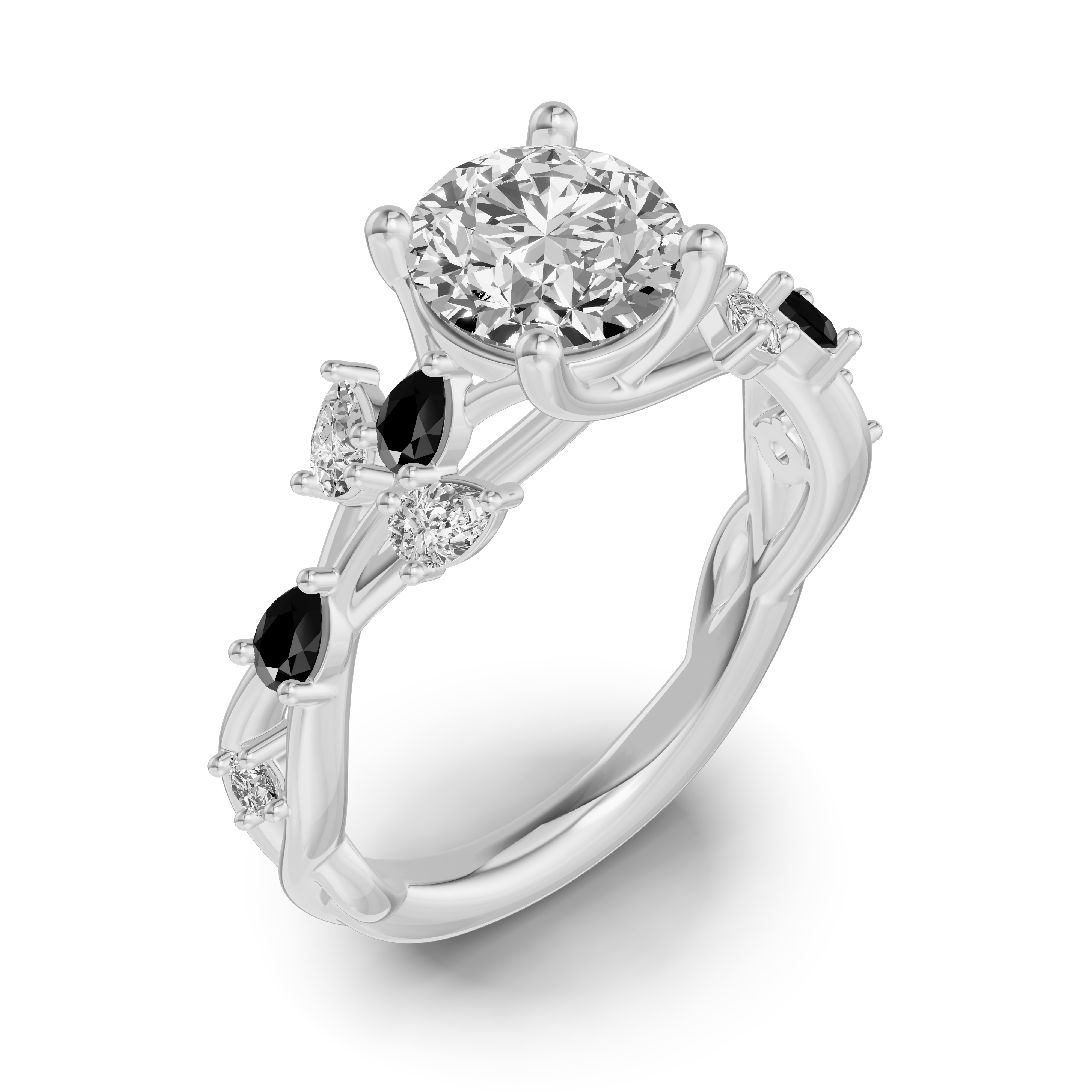 Botanical Twist Black Diamond Engagement Ring