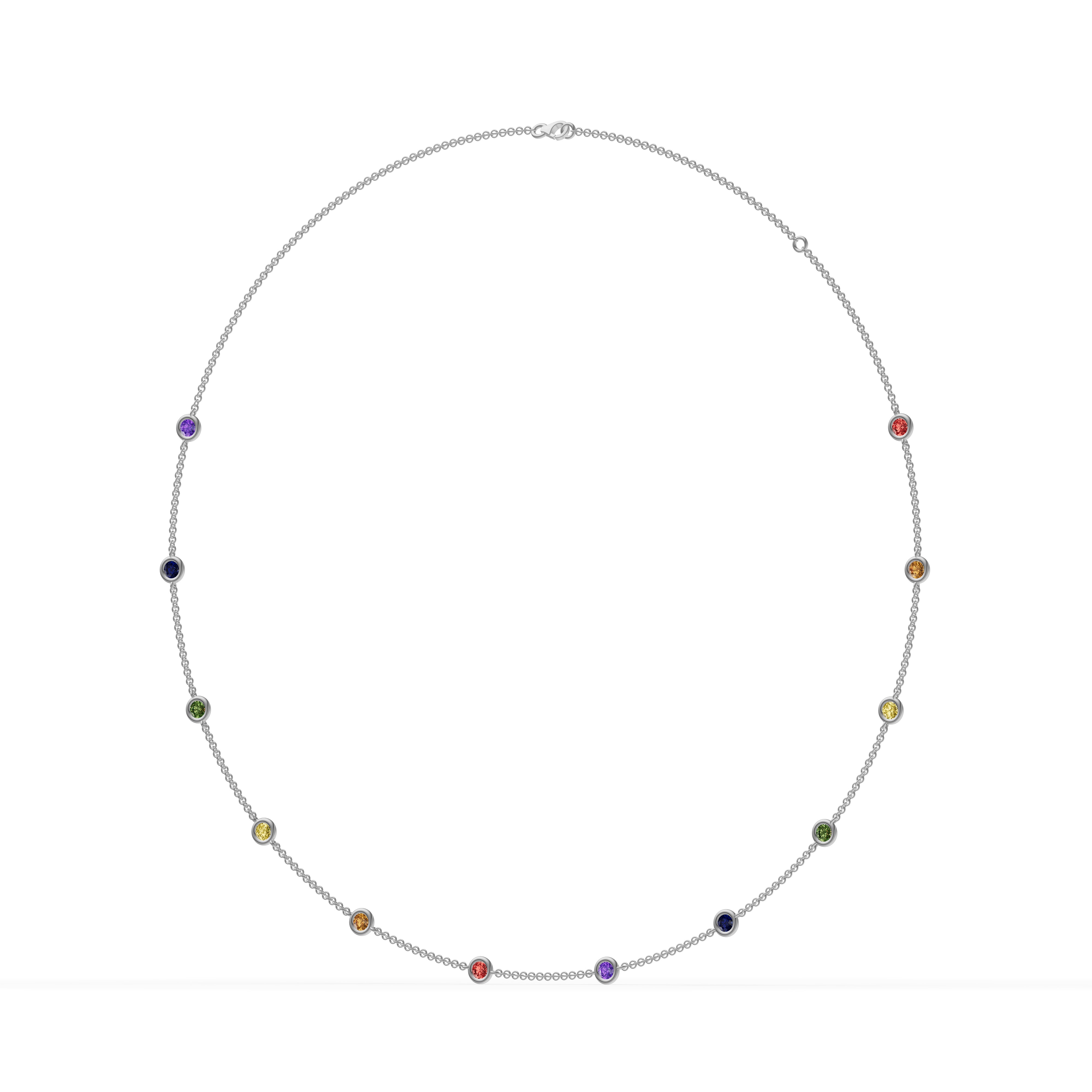 Rainbow Sapphire Bezel Station Necklace