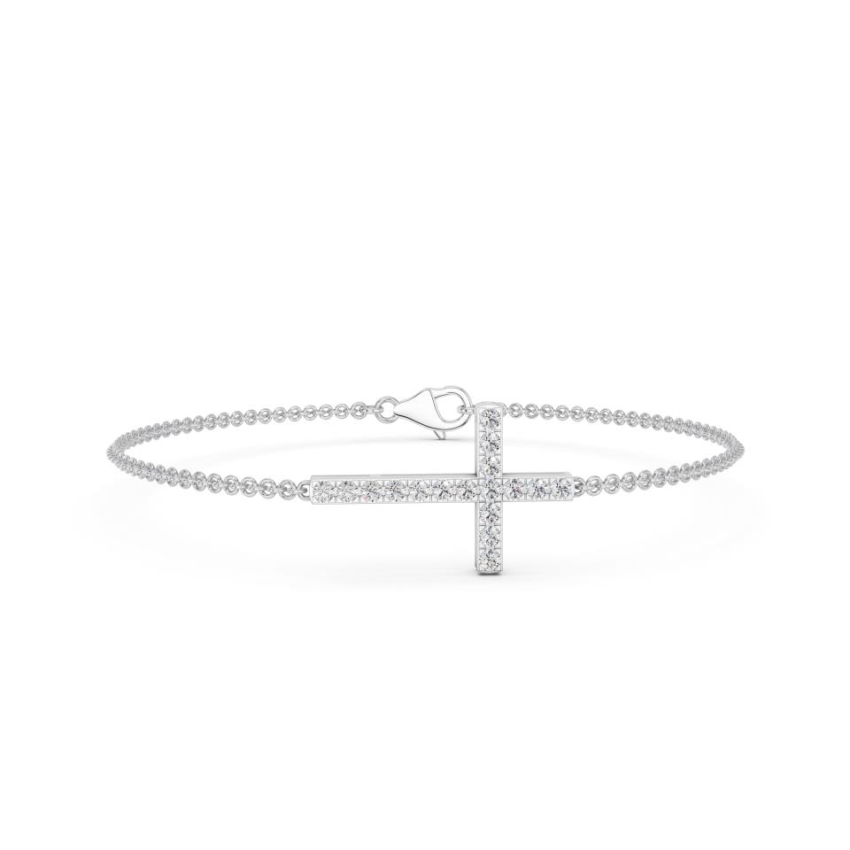 Horizontal Pavé Lab Diamond Cross Bolo Bracelet