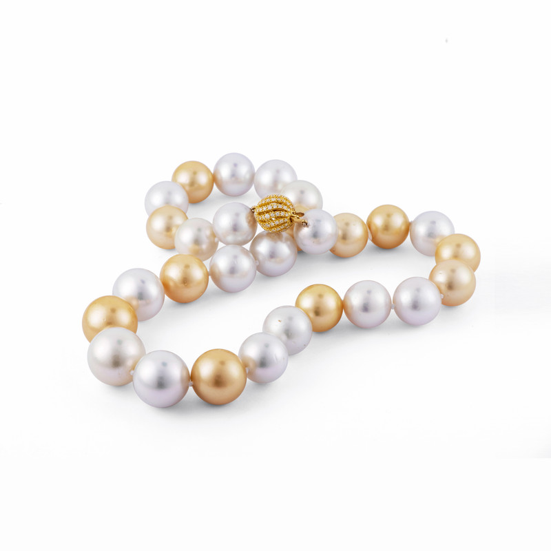 White and Golden South Sea Pearl Necklace (14-17mm)