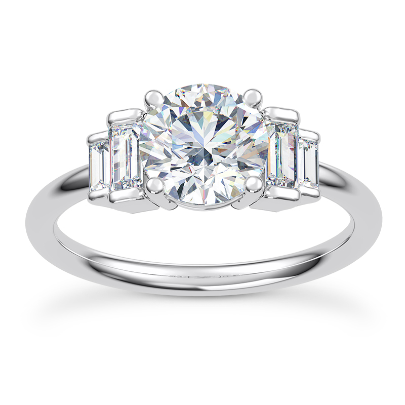 Aya Graduated Straight Baguette Engagement Ring