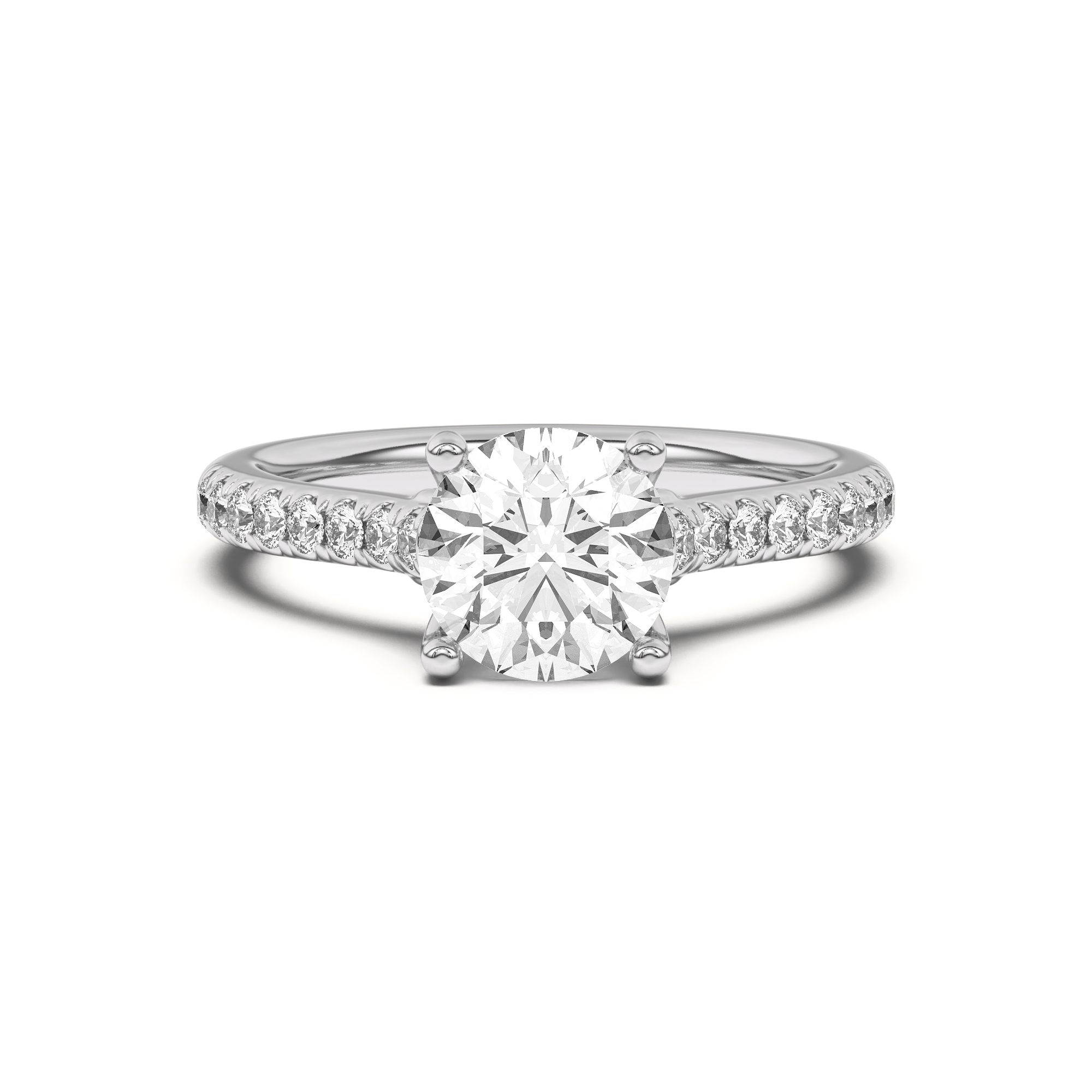 Coraline Scroll Prong Pave Engagement Ring