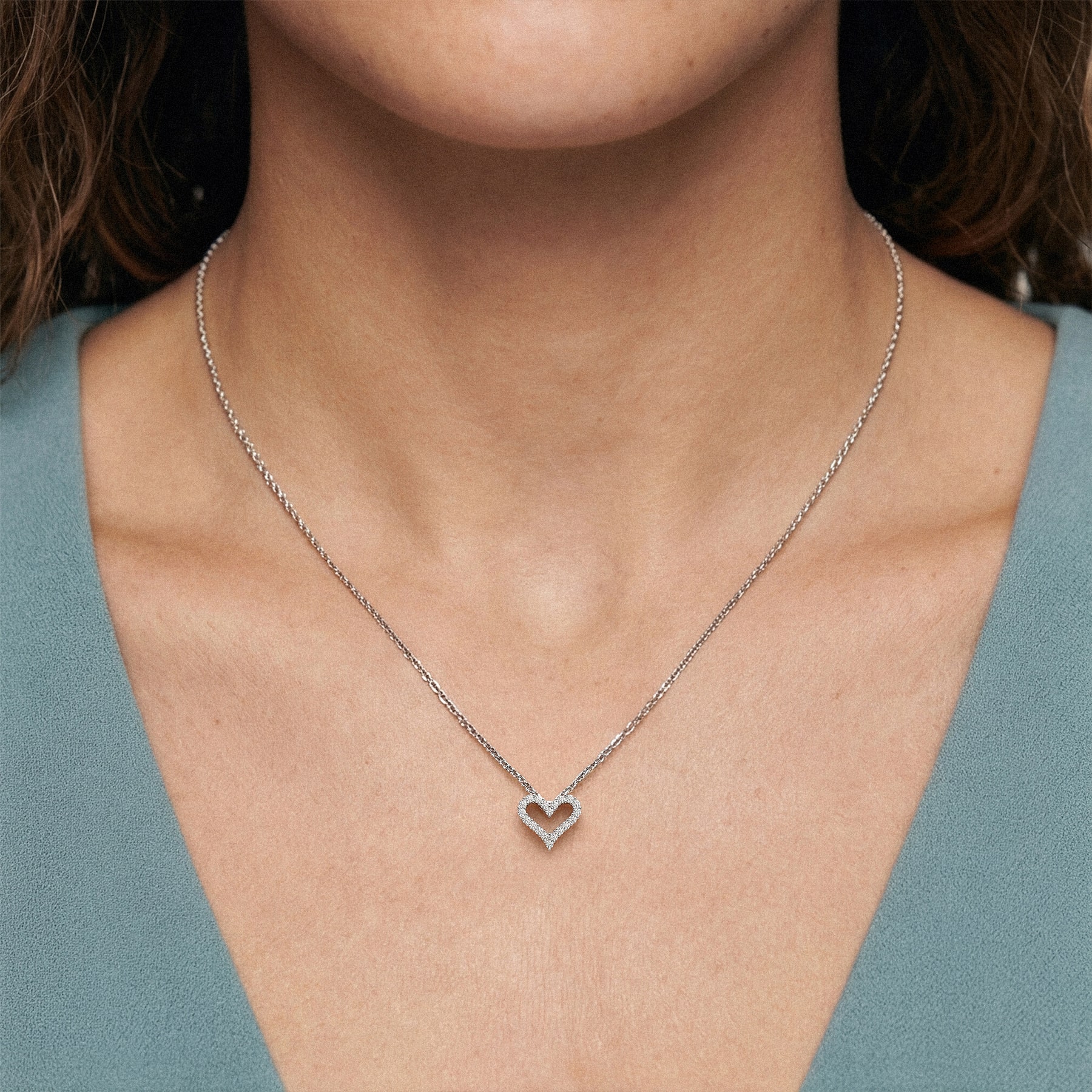 Pave Lab Diamond Heart Necklace