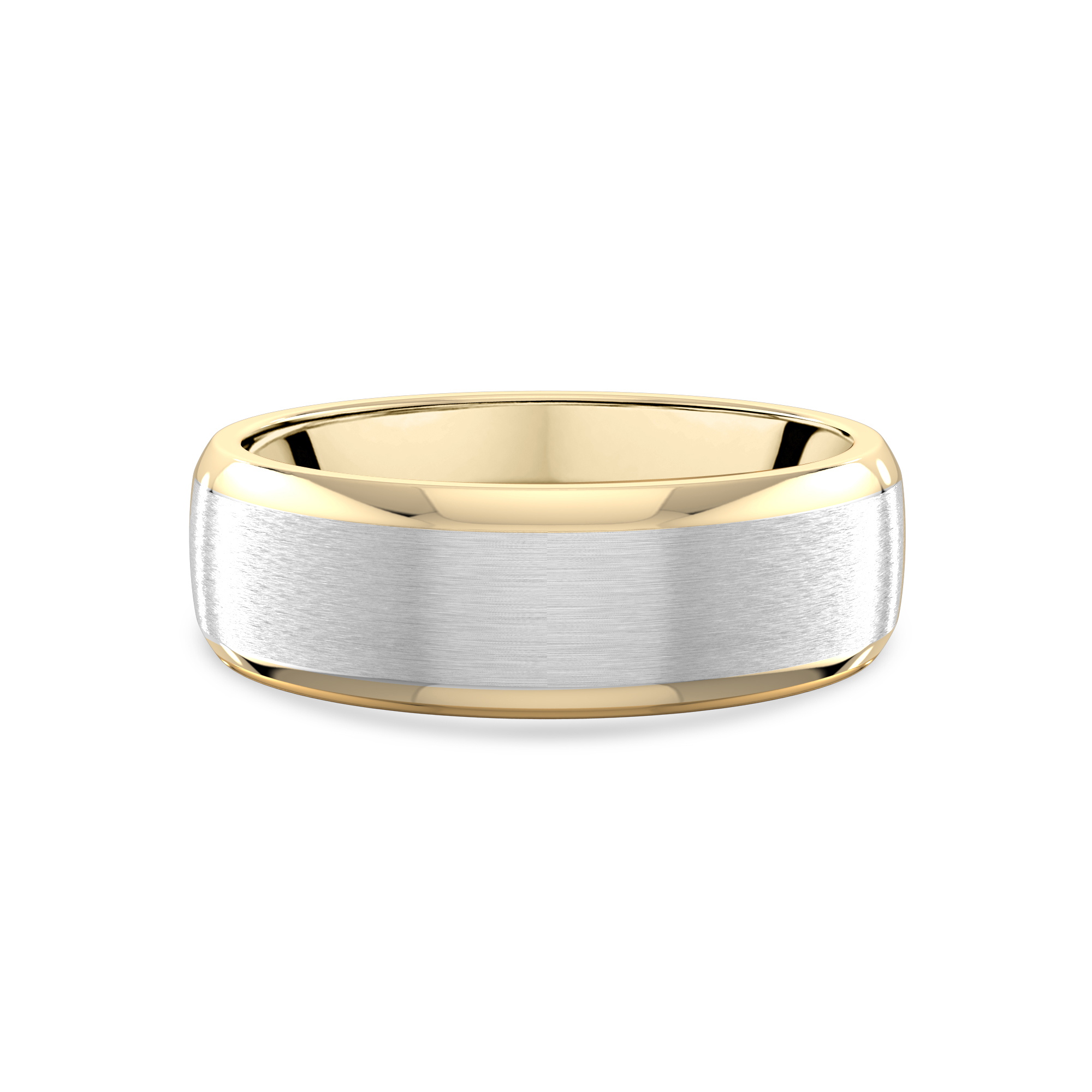 Two-Tone Satin Center Beveled Edge Comfort Fit Band (6mm)