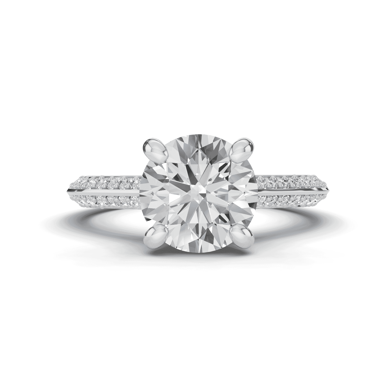 Signature Hearts and Arrows Pave Knife-Edge Cathedral Engagement Ring