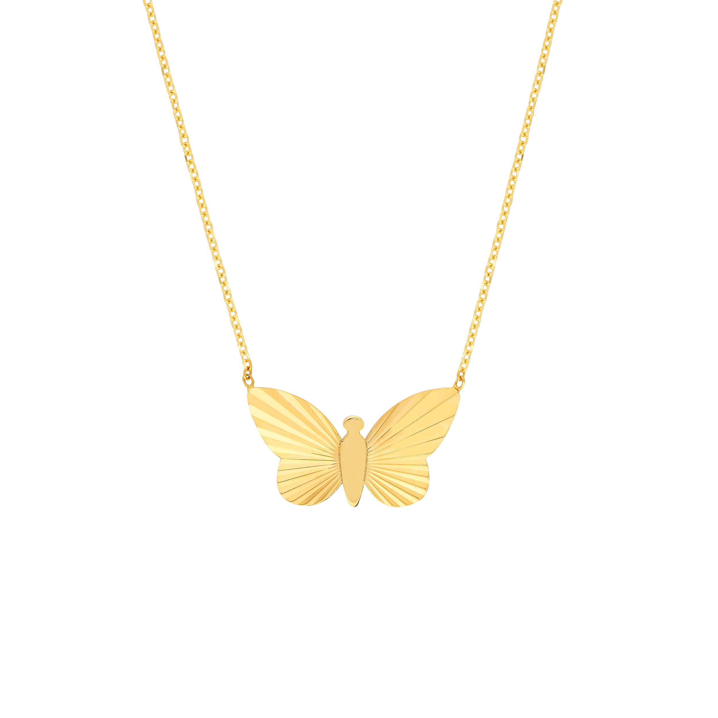 Fluted Butterfly Gold Necklace