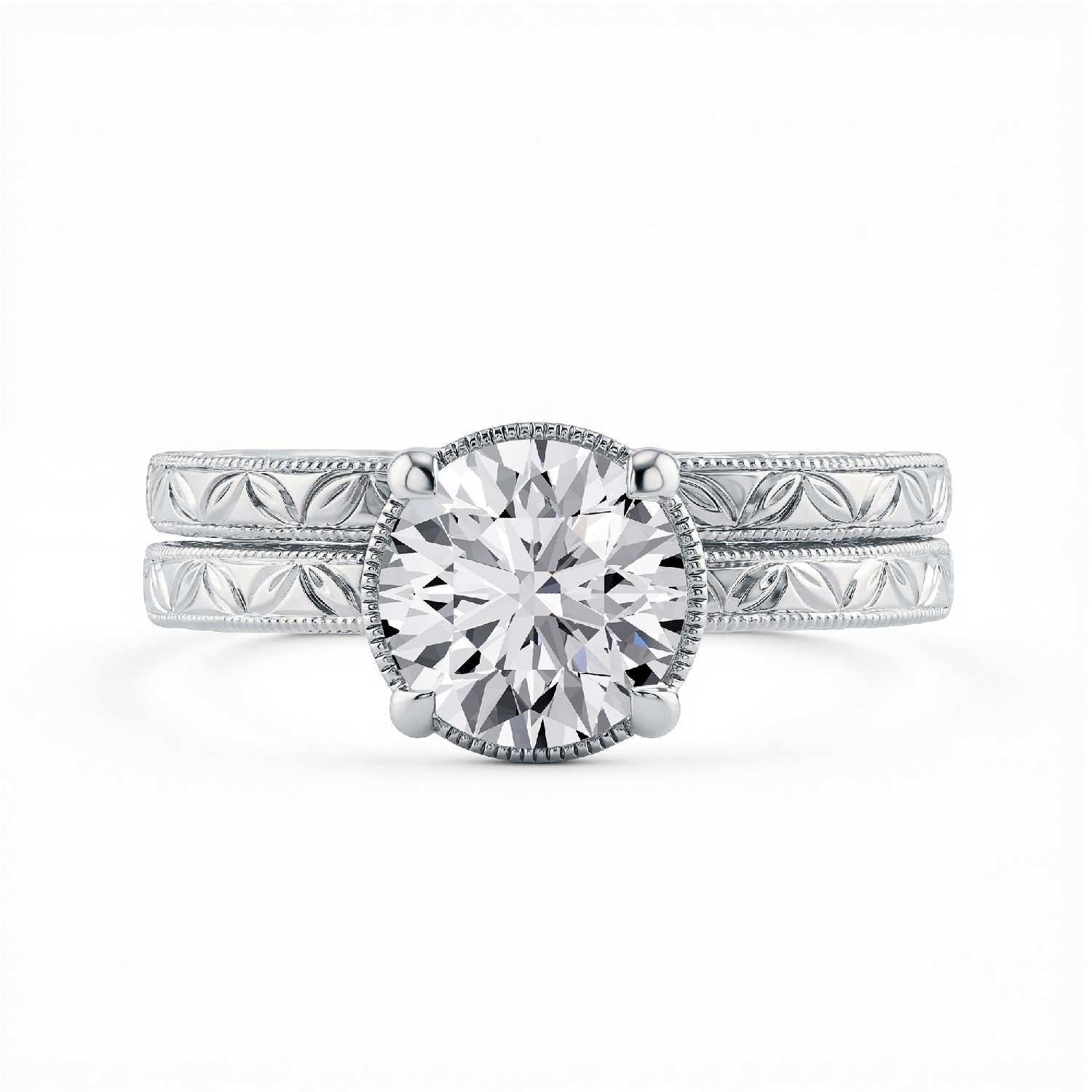 Petal Engraved Milgrain Band