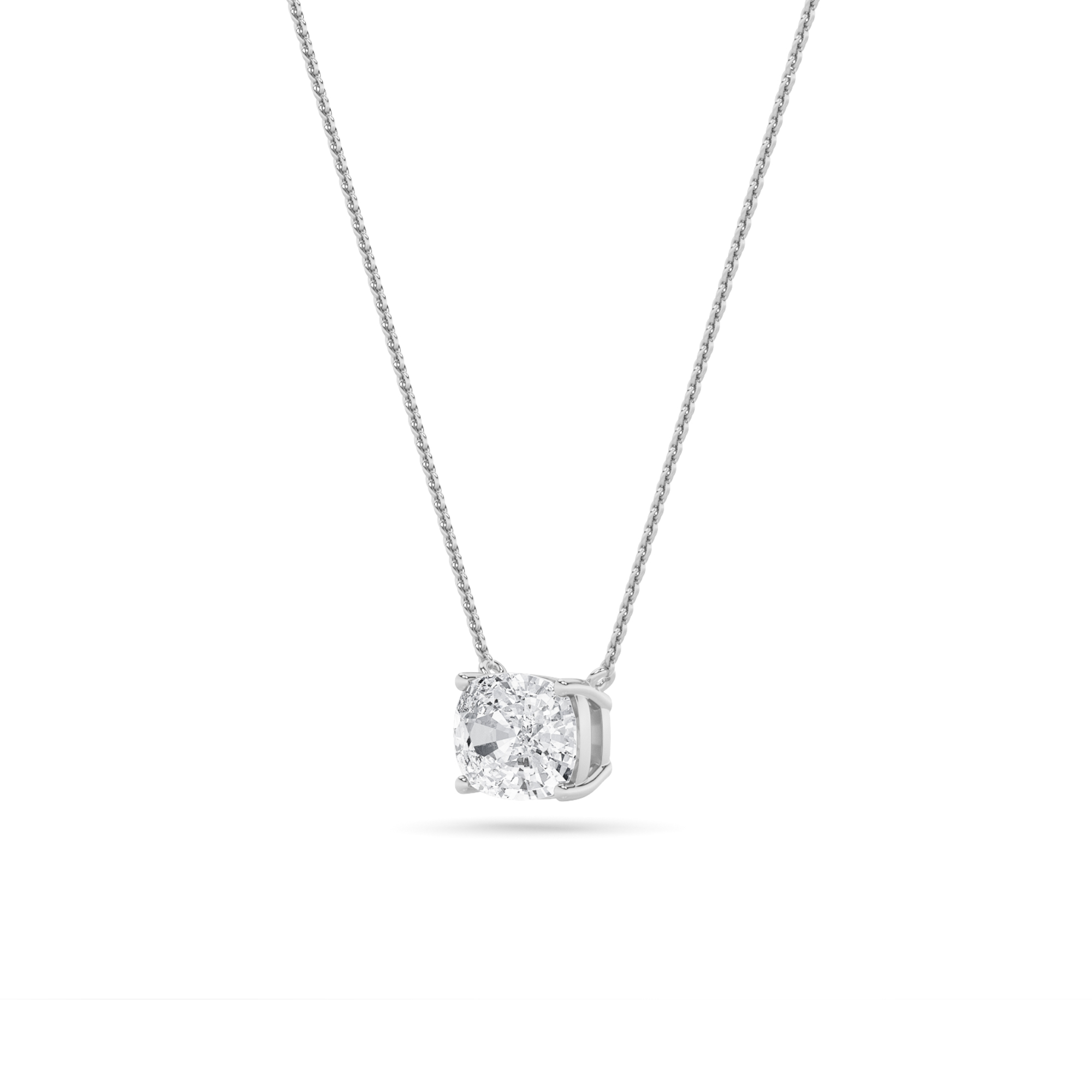 Floating Elongated Cushion Lab Diamond Solitaire Necklace