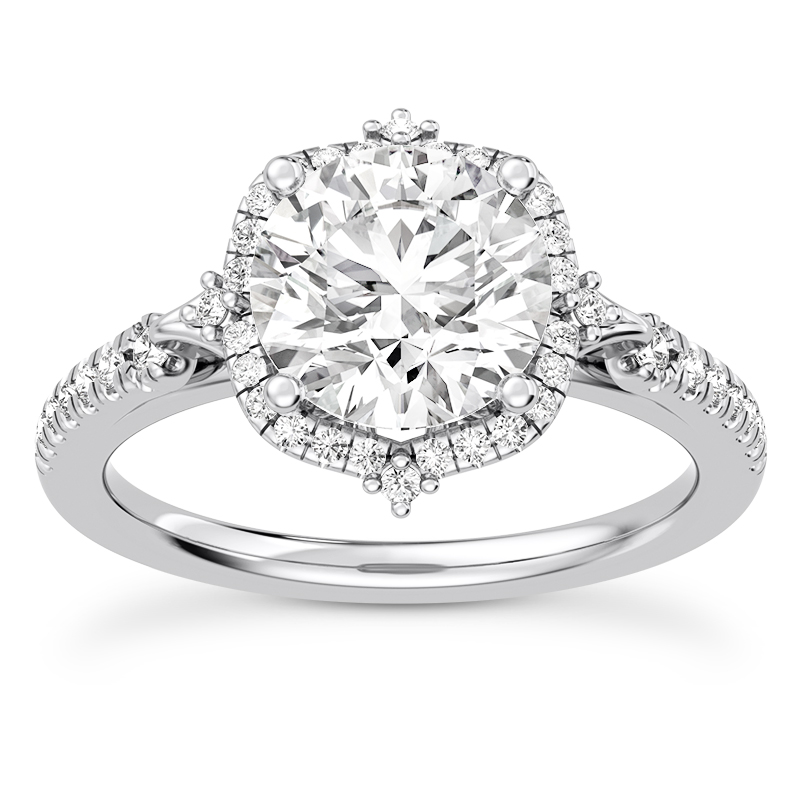 Maplewood Pave Split Shank Petal Halo Engagement Ring