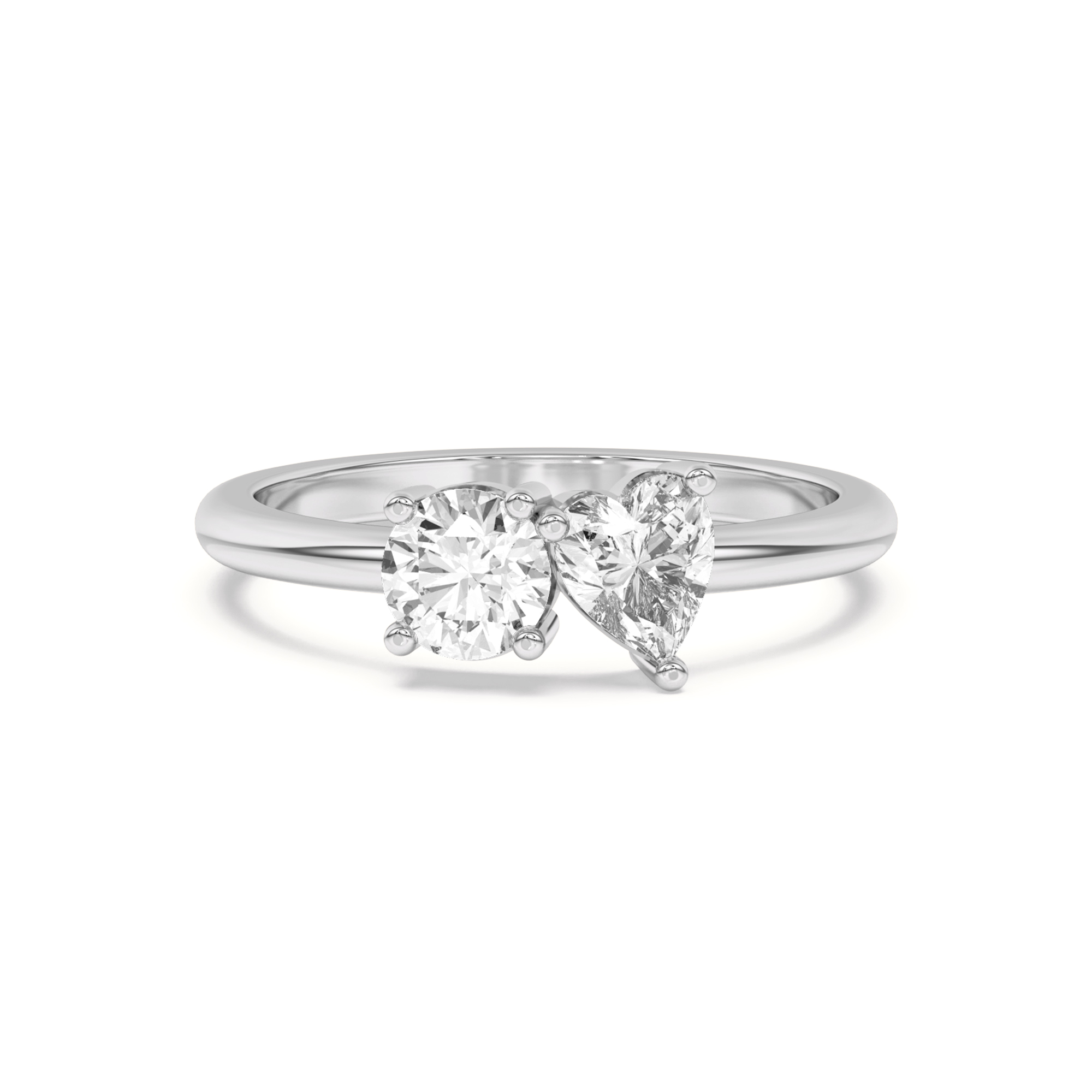 Toi et Moi Round and Heart Lab Ring (1.00 cttw)
