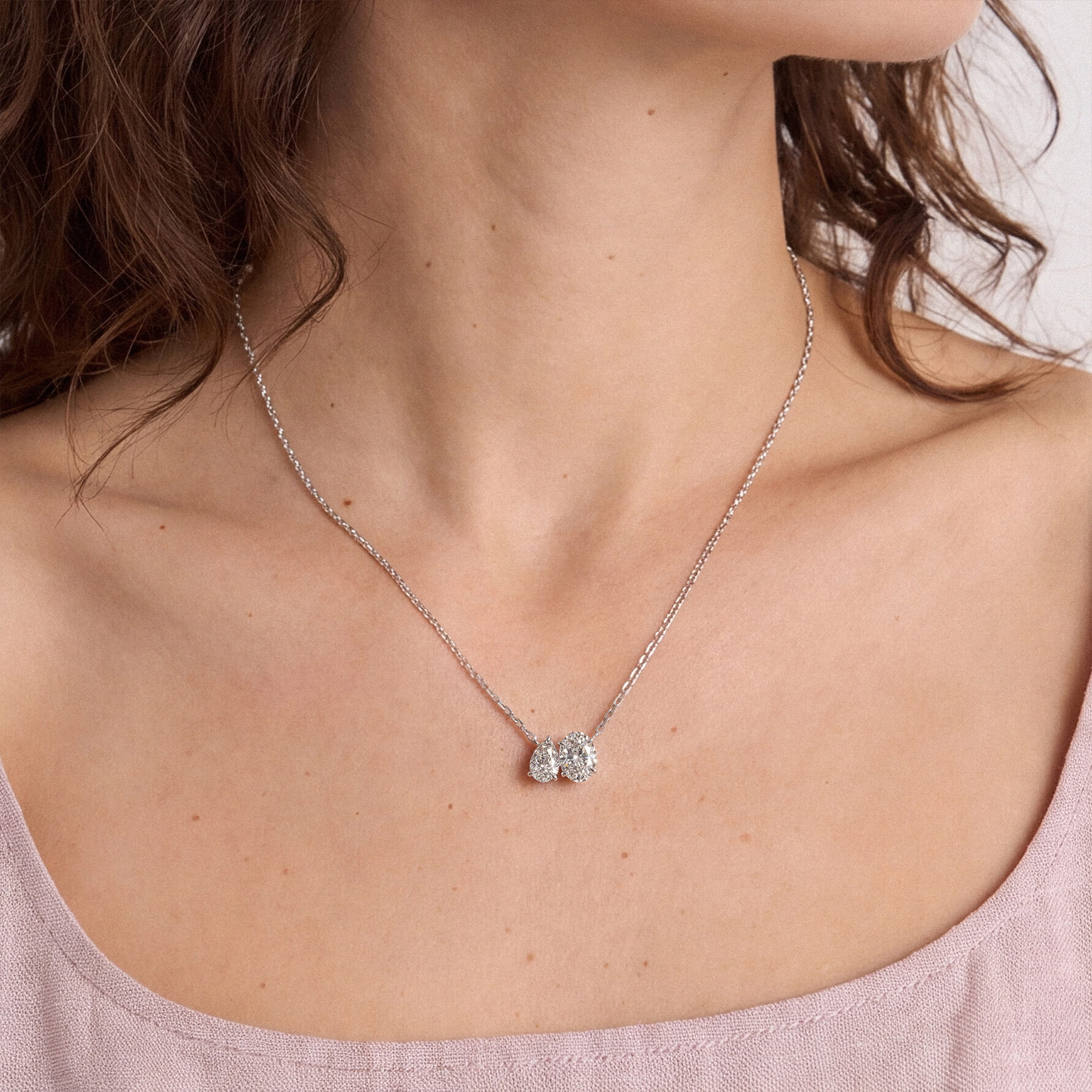 Toi et Moi Pear and Oval Lab Diamond Necklace (1.50 ct. tw.)