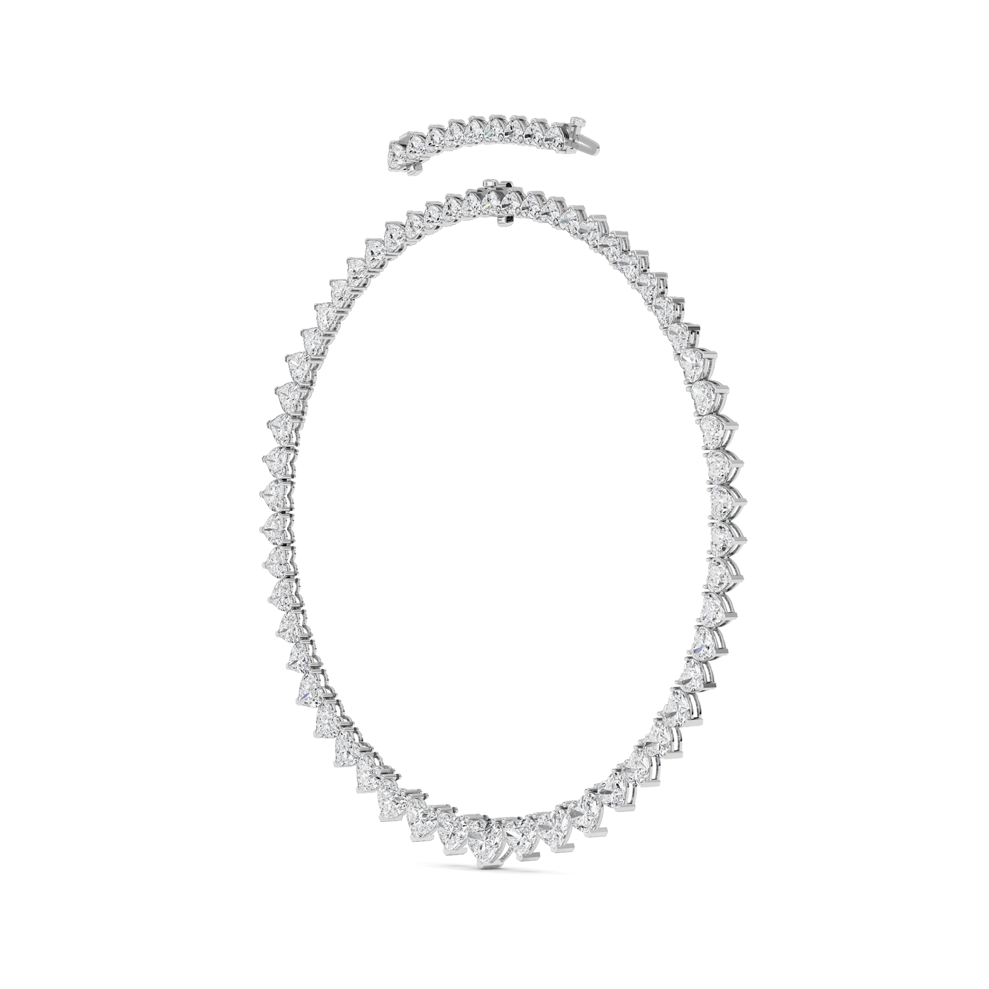 Adjustable Heart Shape Lab Diamond Eternity Statement Necklace (65.00 ct. tw.)
