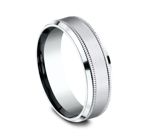 Satin Finish Milgrain Beveled Edge Comfort Fit Band (7mm)