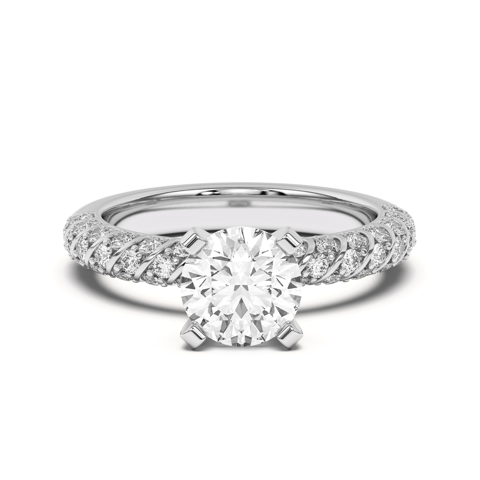 Madeline Pave Trio Striped Engagement Ring