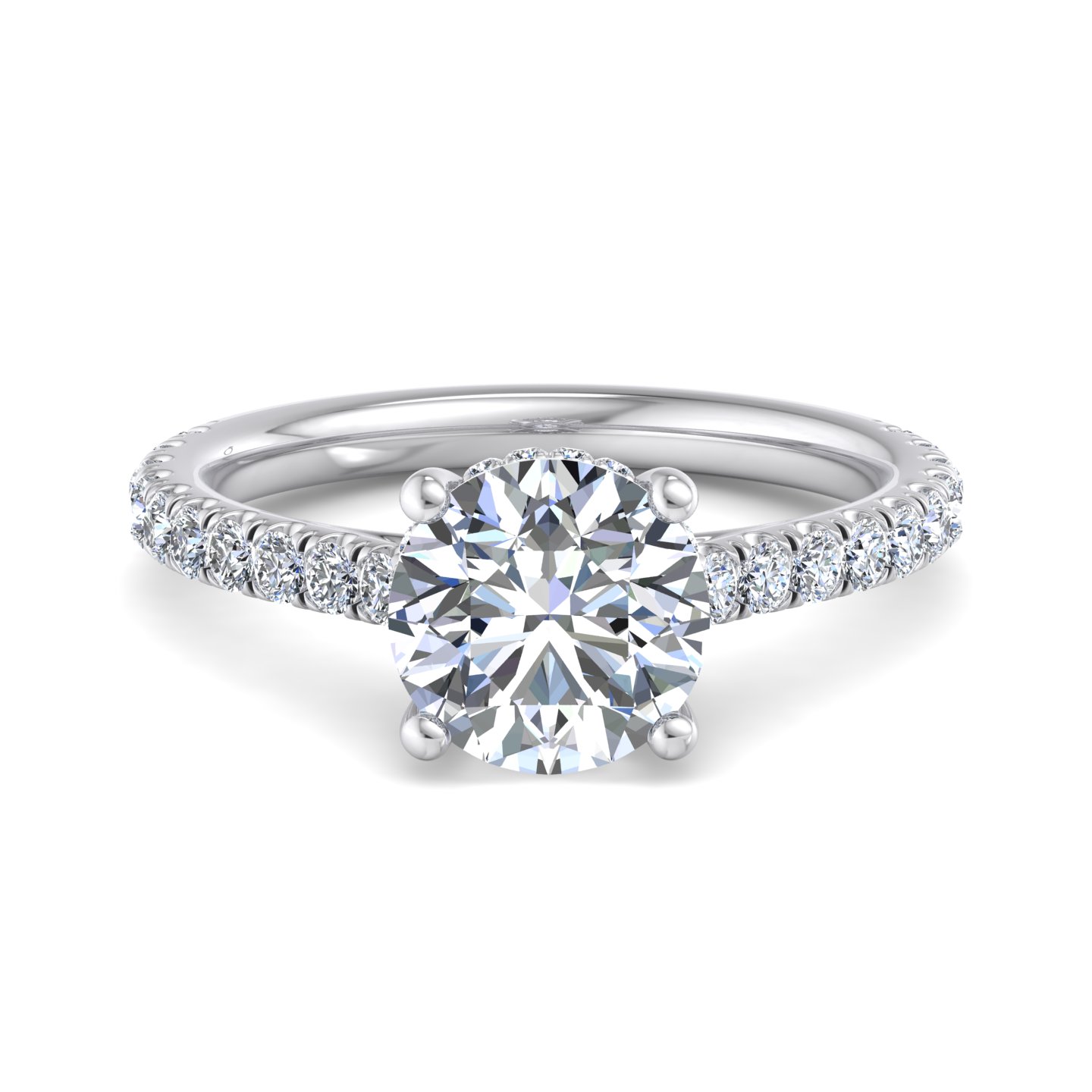 Lylah Pave Cathedral Ring With Hidden Halo Engagement Ring