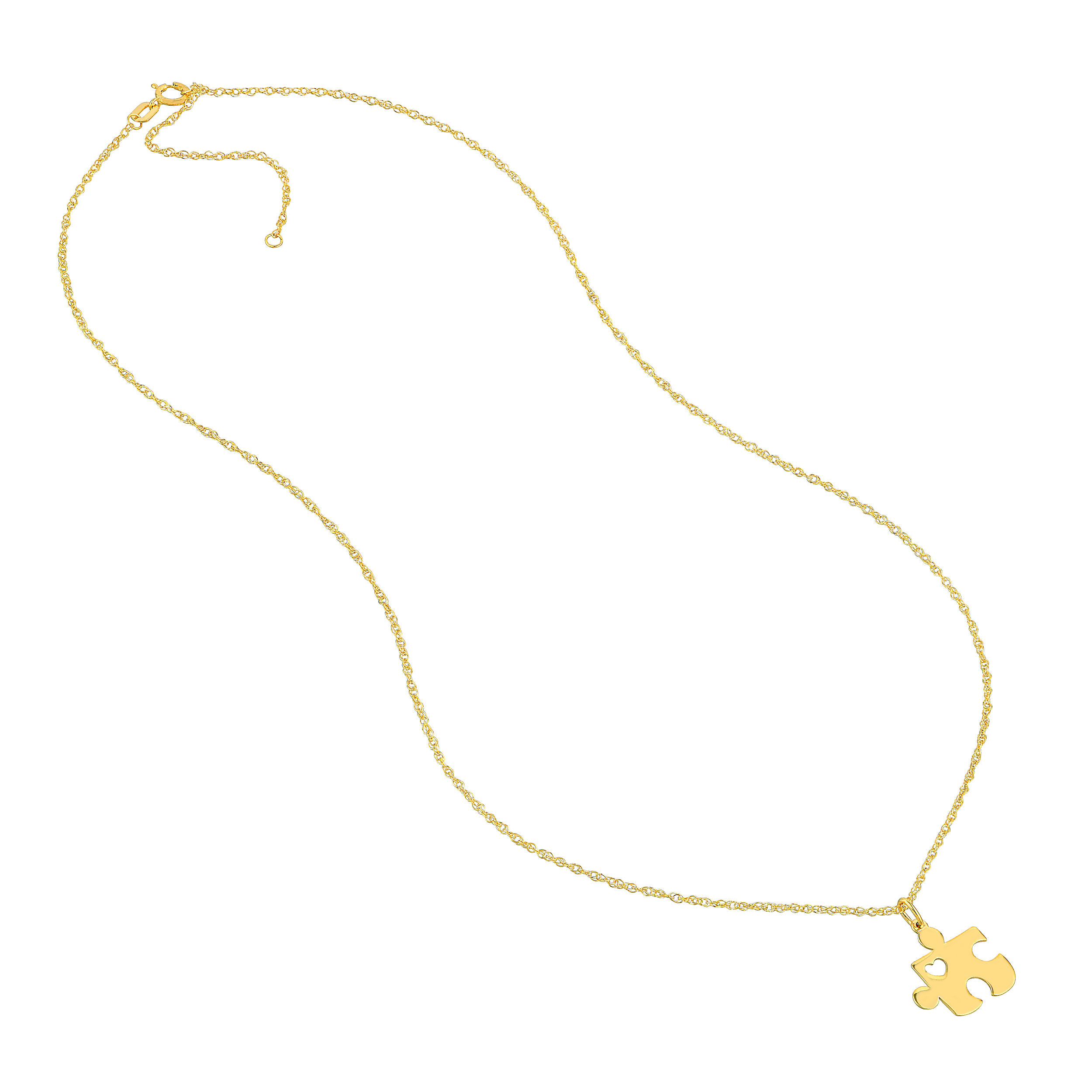 Puzzle Piece Heart Gold Necklace