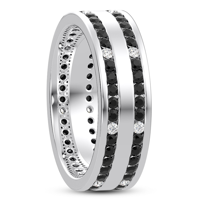 Black-White Double Row Eternity Band (7mm)