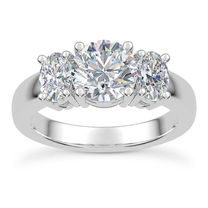 Roxie Oval Side Stone Three-Stone Engagement Ring