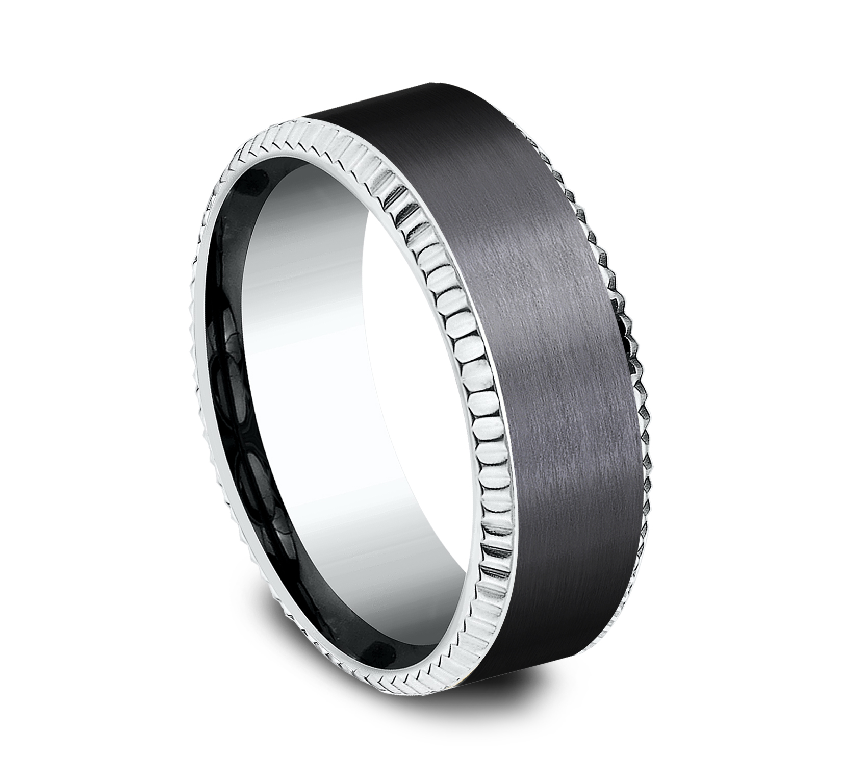 Bastion Fluted Bevel Black Titanium Comfort-Fit Band (8mm)