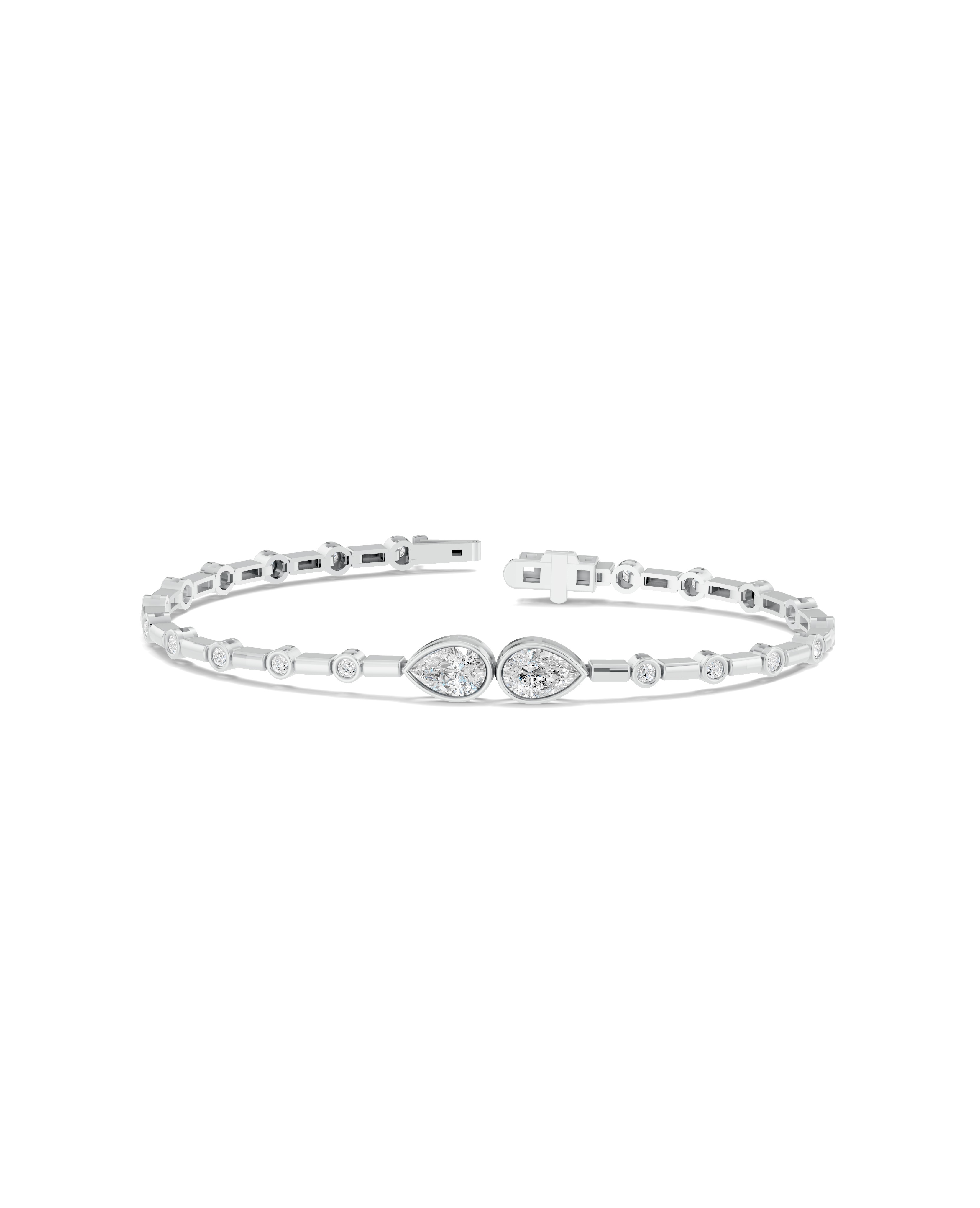 Dual Pear Diamond Station Bracelet