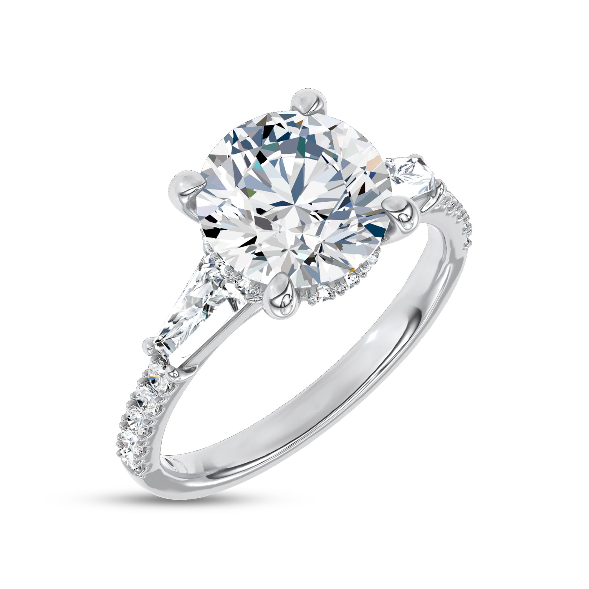 Celestine Tapered Baguette Lab Engagement Ring by Christian Siriano