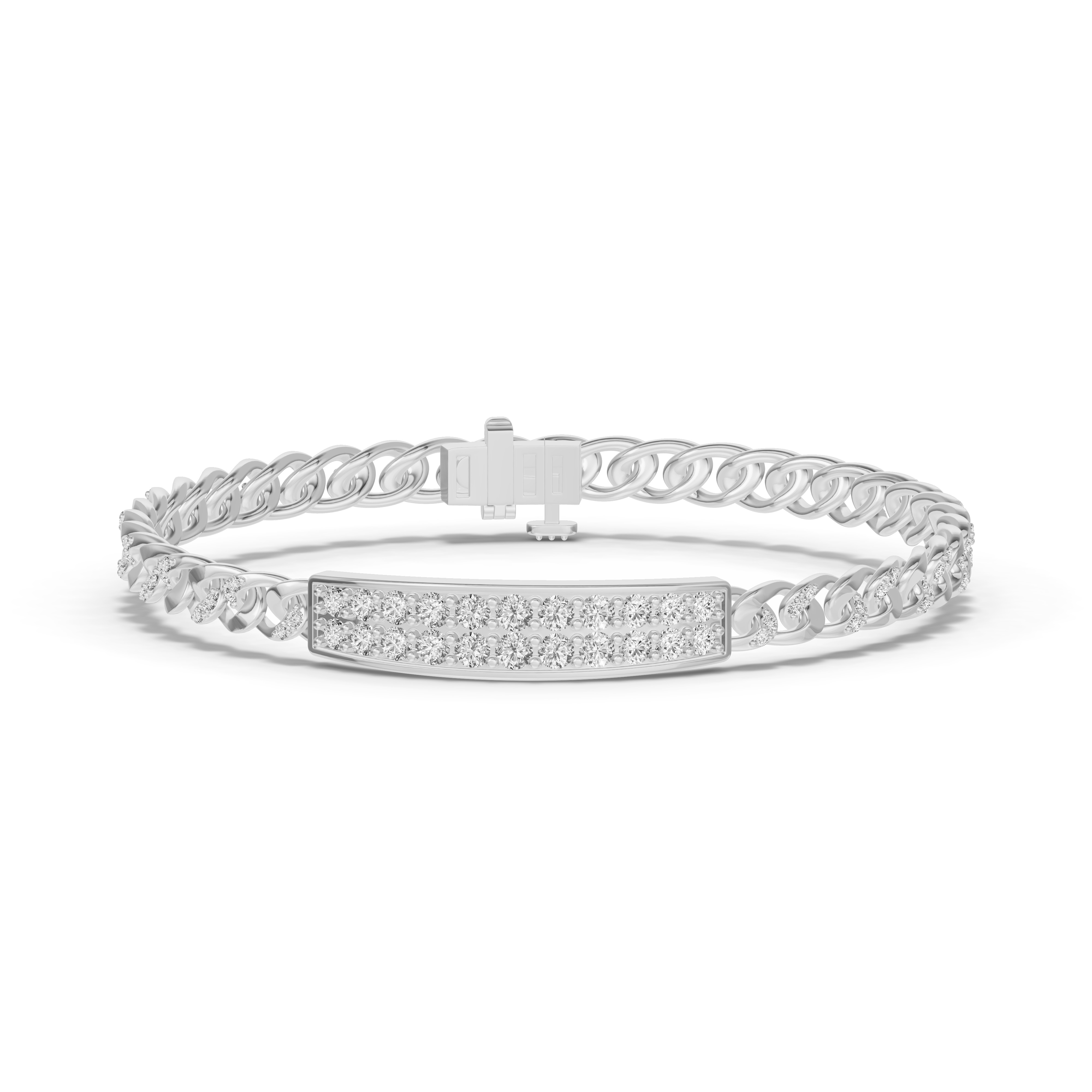 Pavé Cuban Link Panel Diamond Bracelet