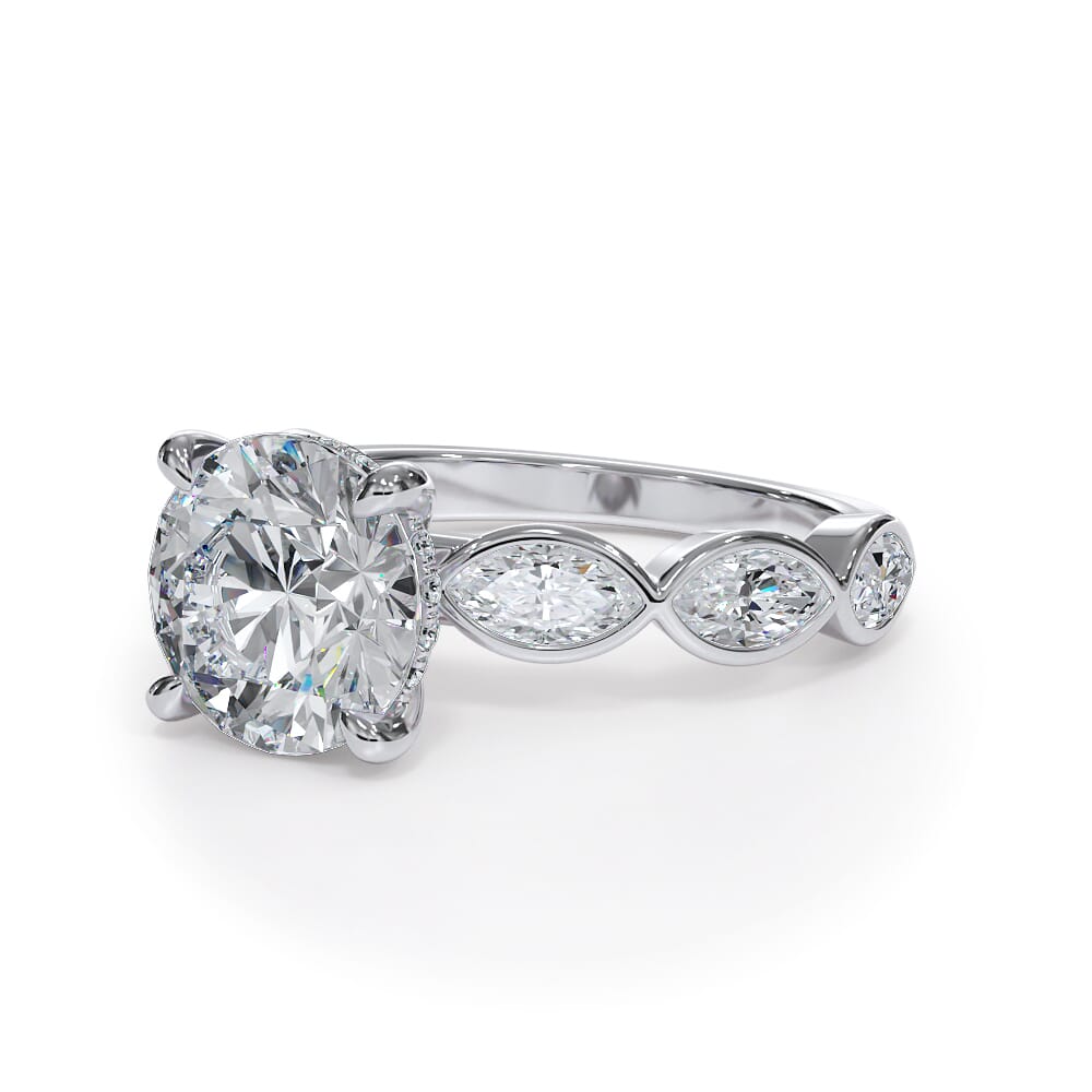 Bellora Marquise Bezel Hidden Halo Engagement Ring