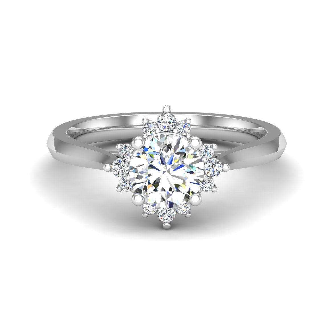 Saylor Burst Halo Engagement Ring