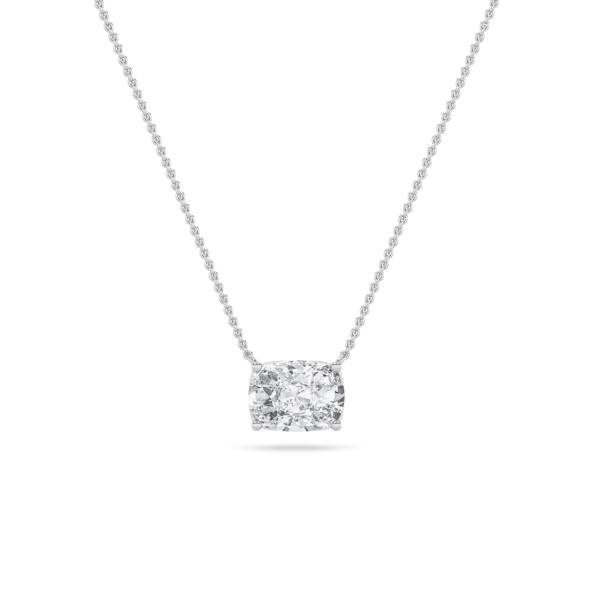 Floating Elongated Cushion Lab Diamond Solitaire Necklace