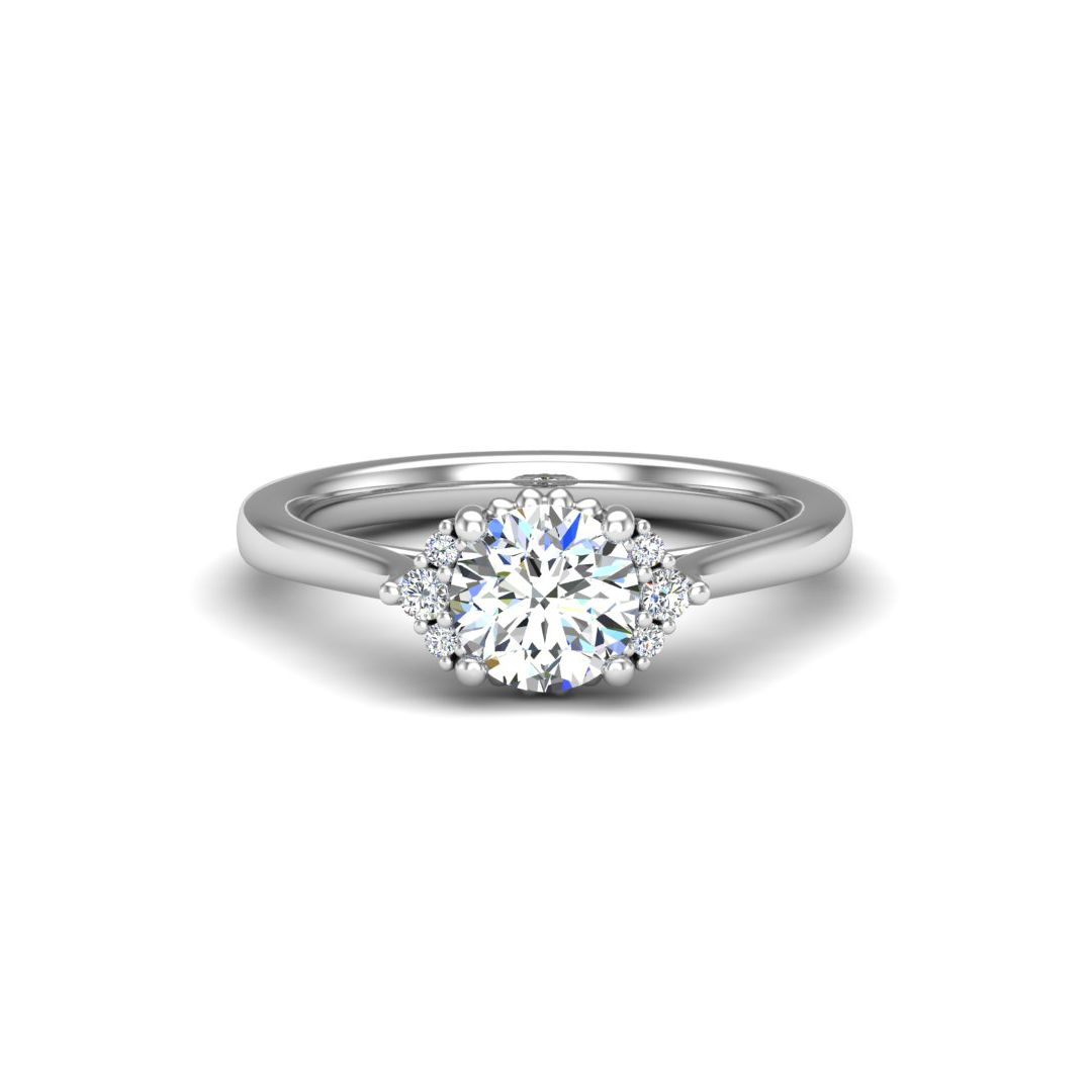 Ruby Half Halo Bubble Engagement Ring