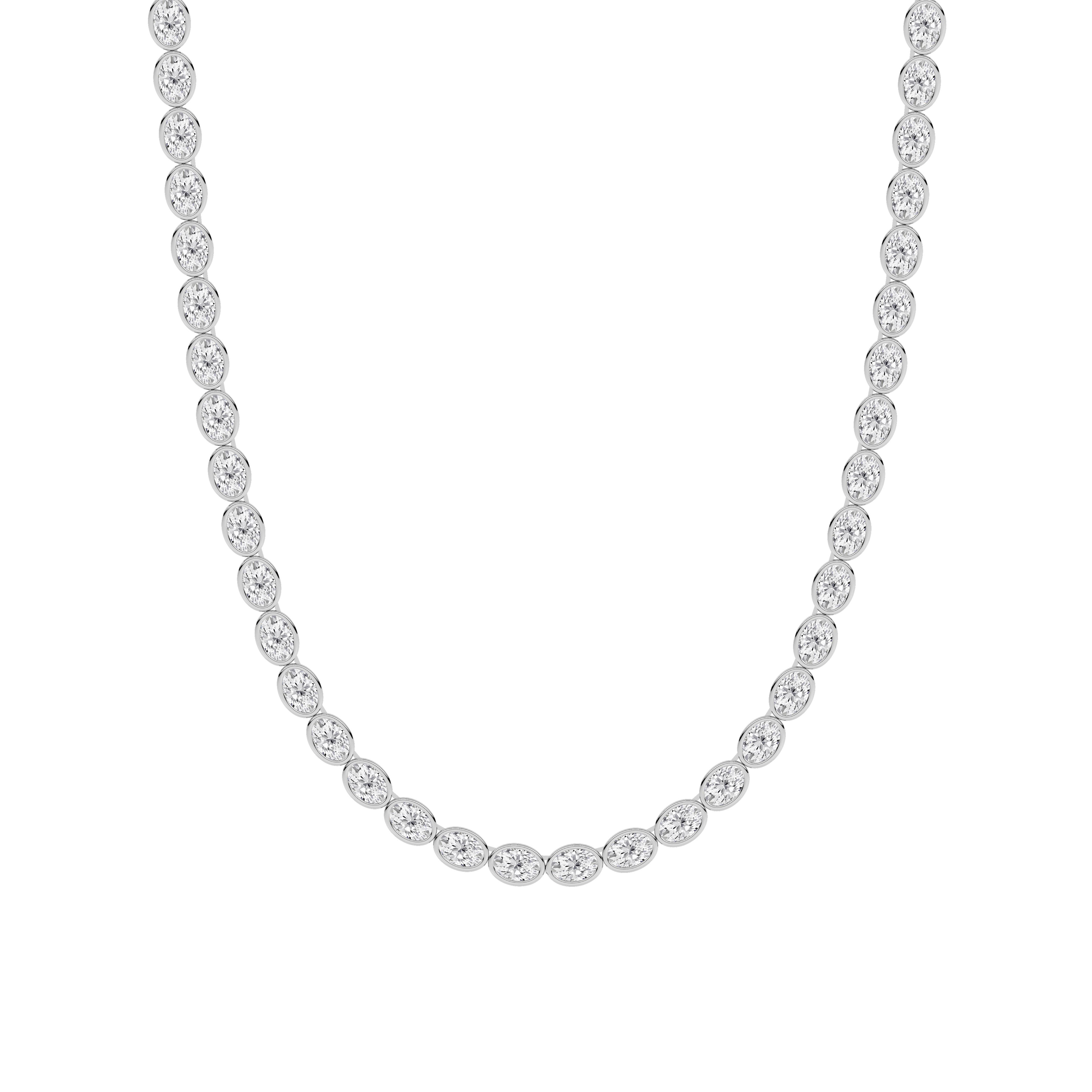 Adjustable Oval Lab Diamond Bezel Eternity Necklace (30.00 ct. tw.)