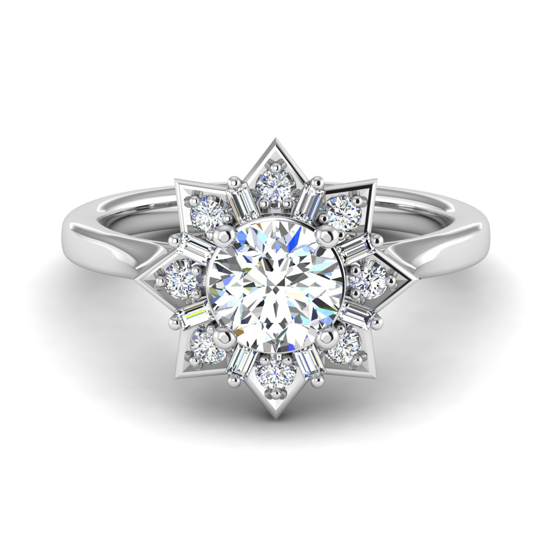 Journey Starburst Halo Engagement Ring