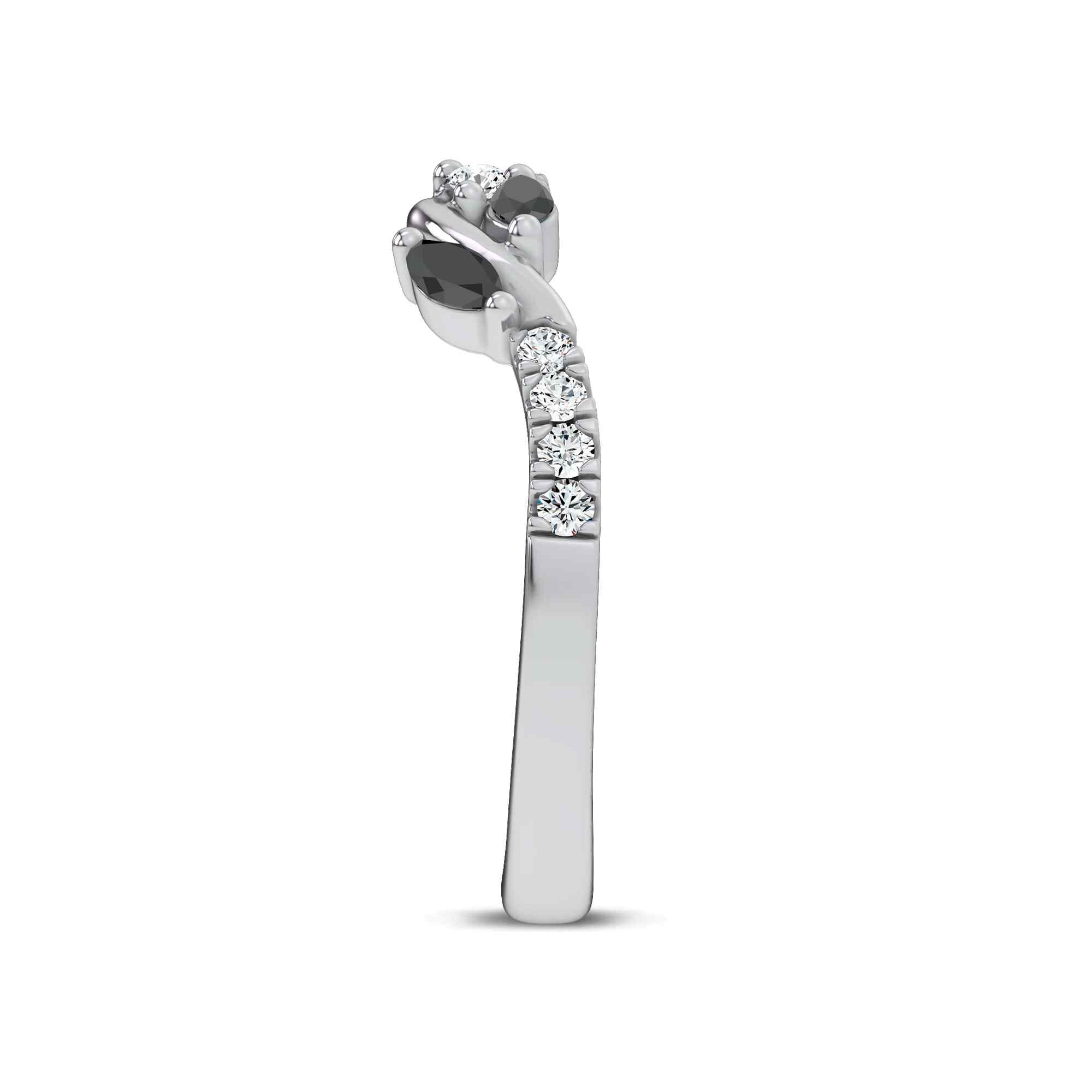 Hayden Curved Vine Black And White Diamond Band