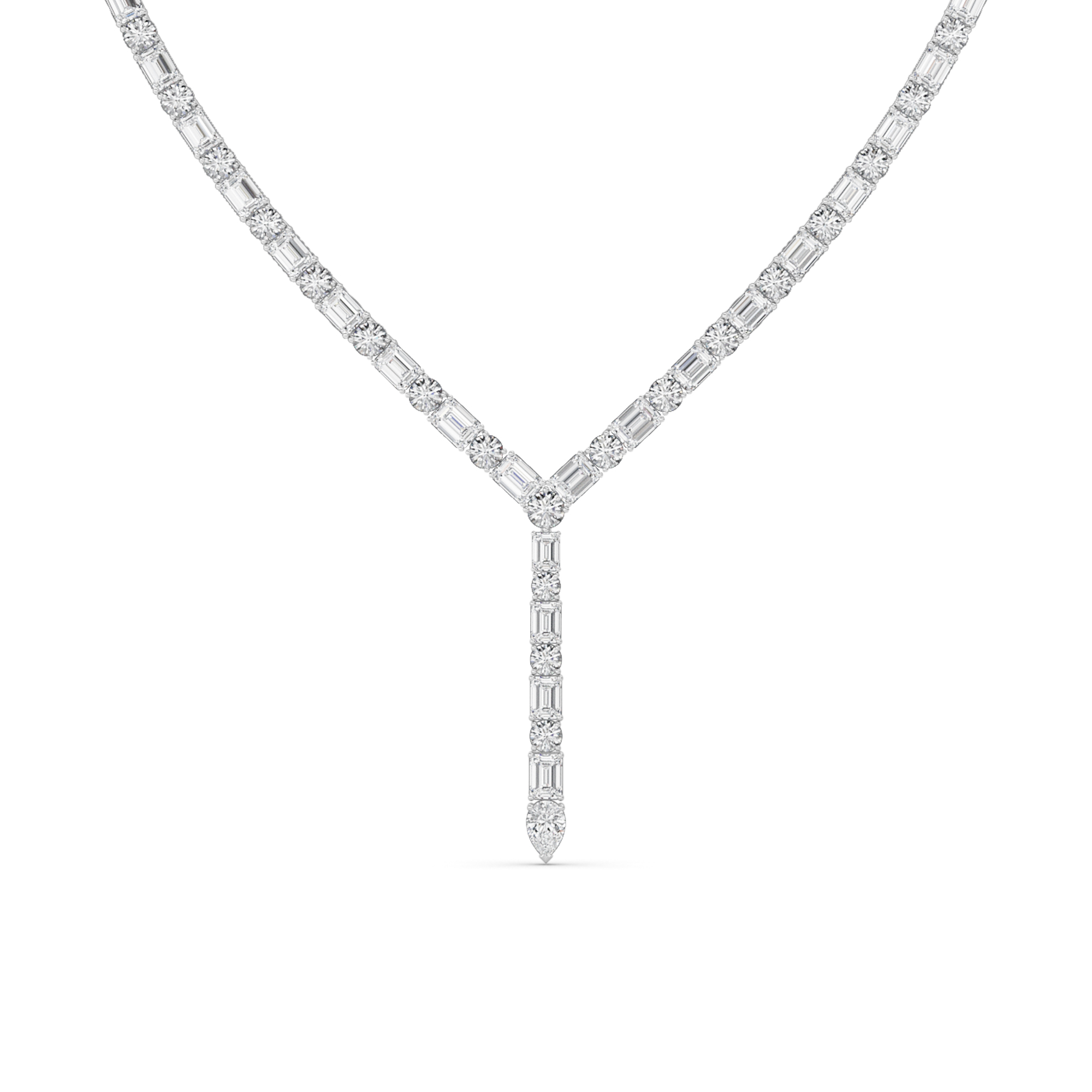 Adjustable Round & Emerald-Cut Lab Diamond Lariat Necklace (28.00 ct. tw.)