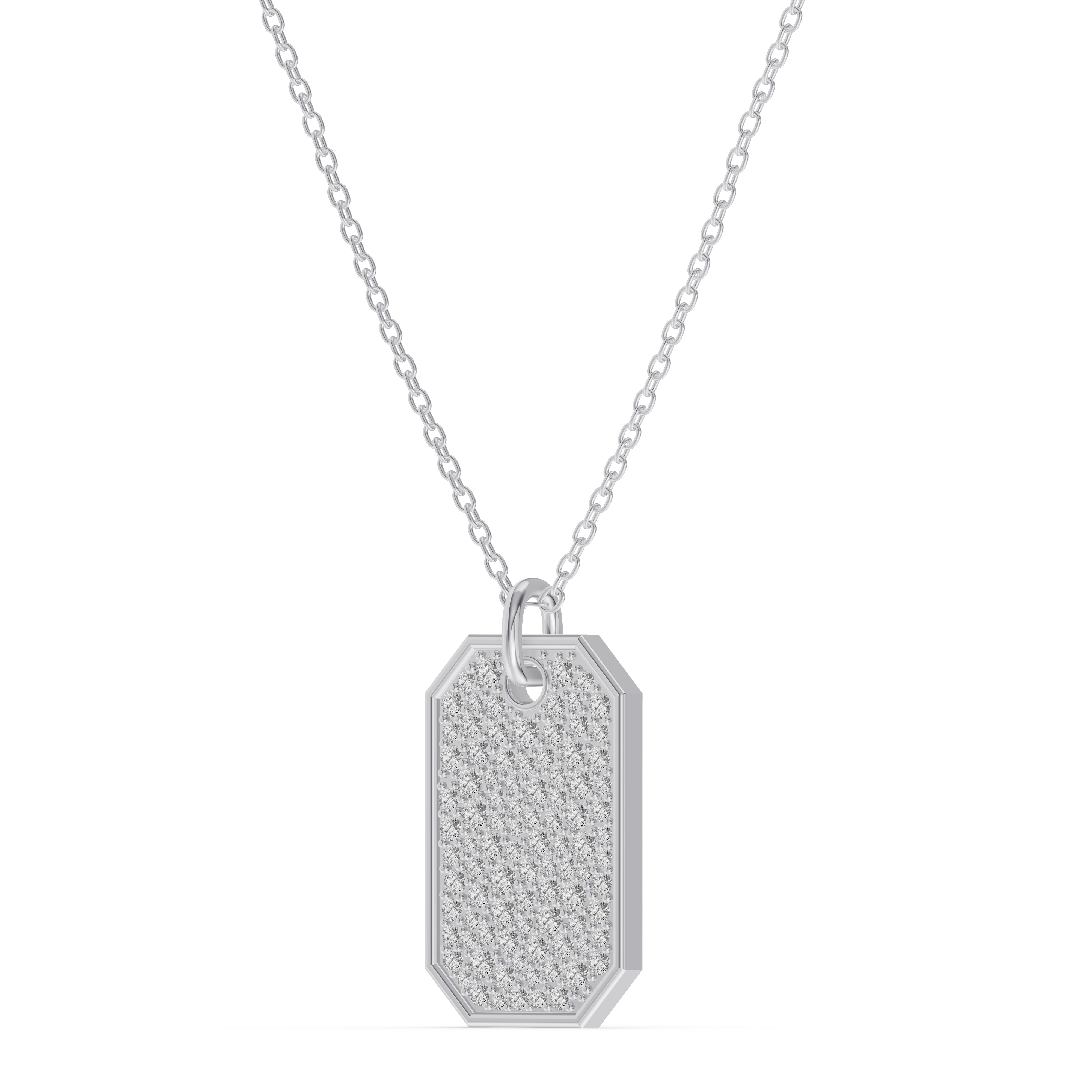 Signature Pave Diamond Dog Tag Necklace