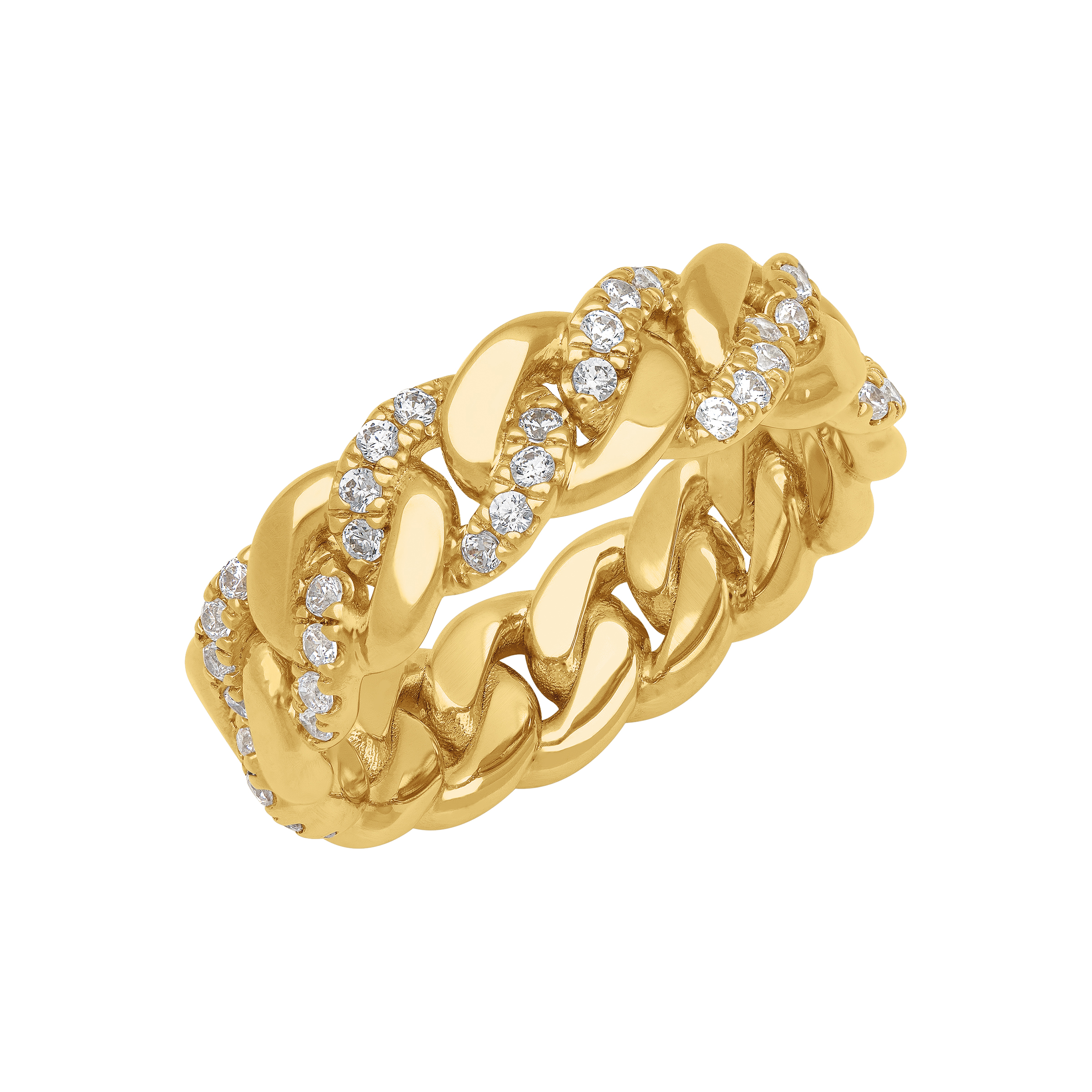 Cuban Link Half-Eternity Diamond Band (7mm)