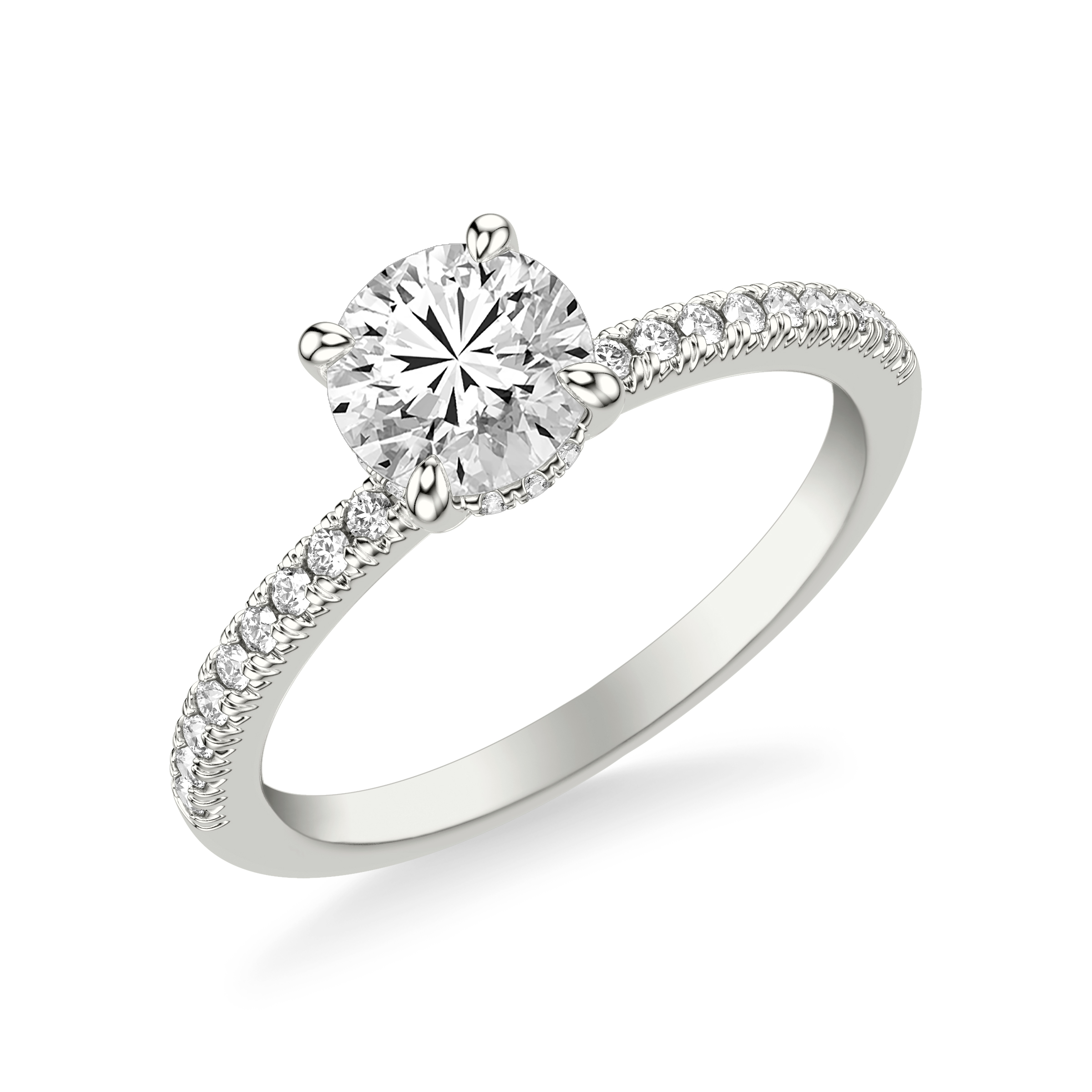 Penny Pave Diamond Hidden Halo Engagement Ring