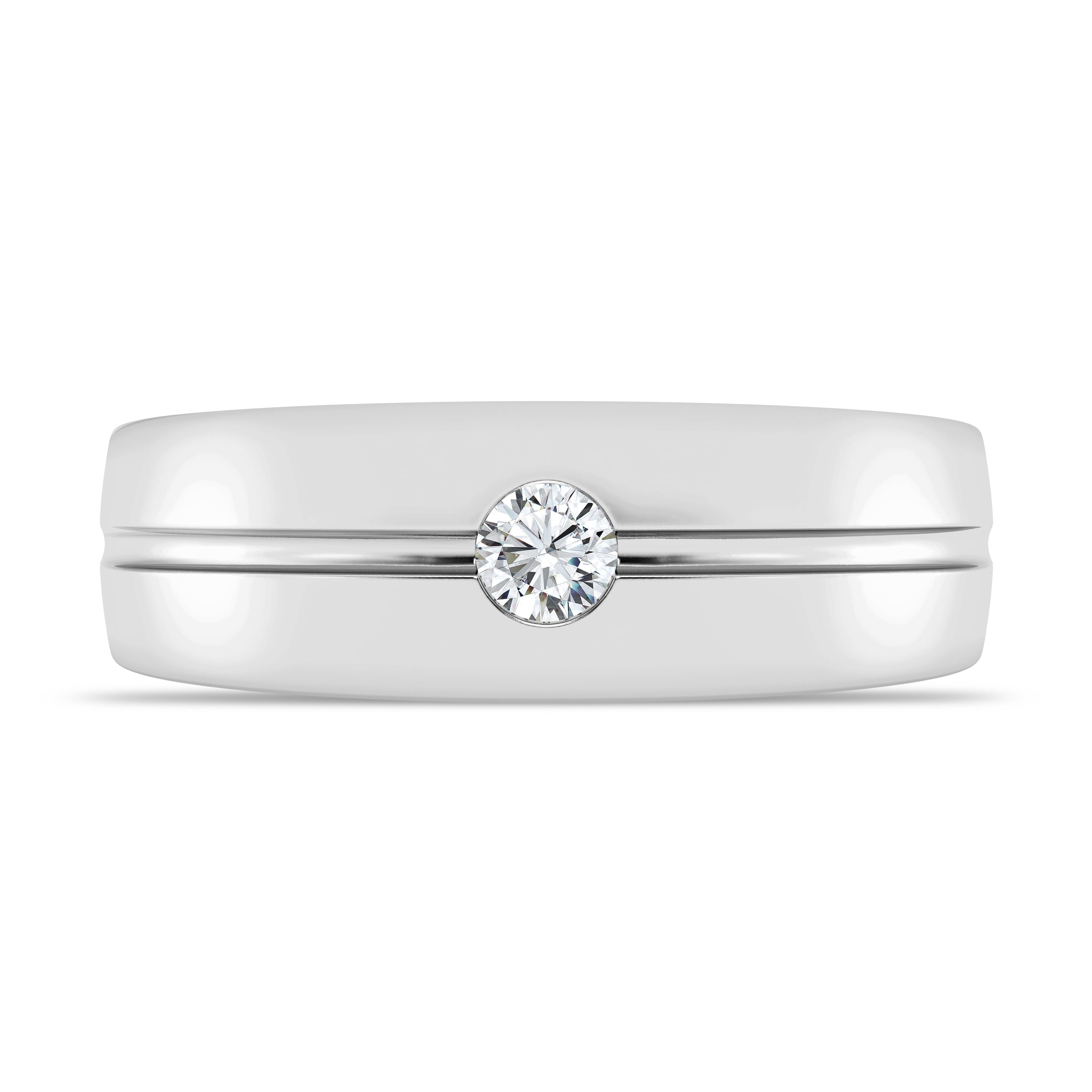 Grooved Diamond Solitaire Band (7mm)