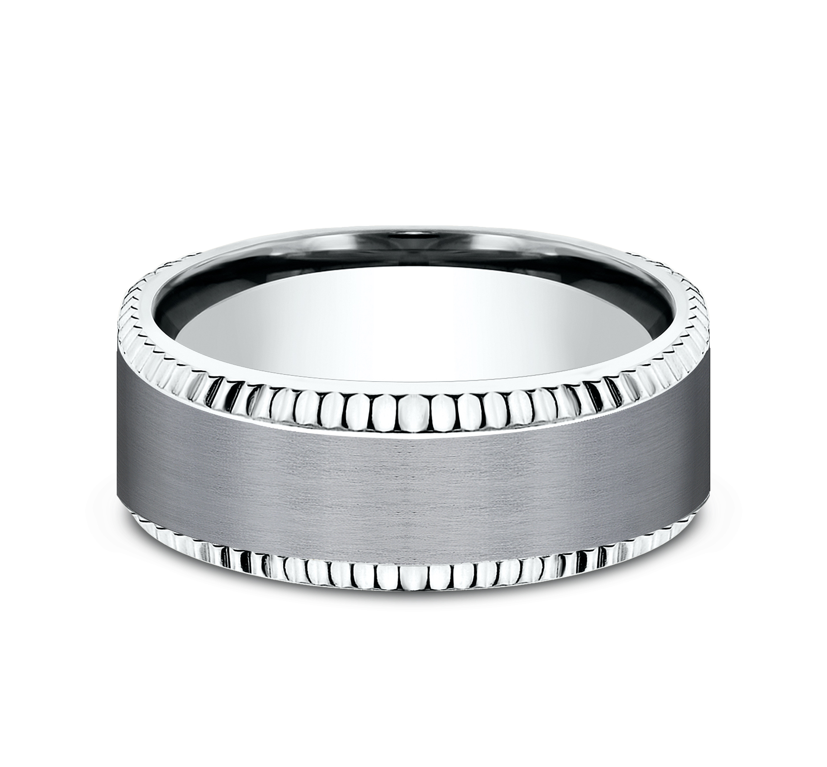 Bastion Fluted Bevel Grey Tantalum Comfort-Fit Band (8mm)