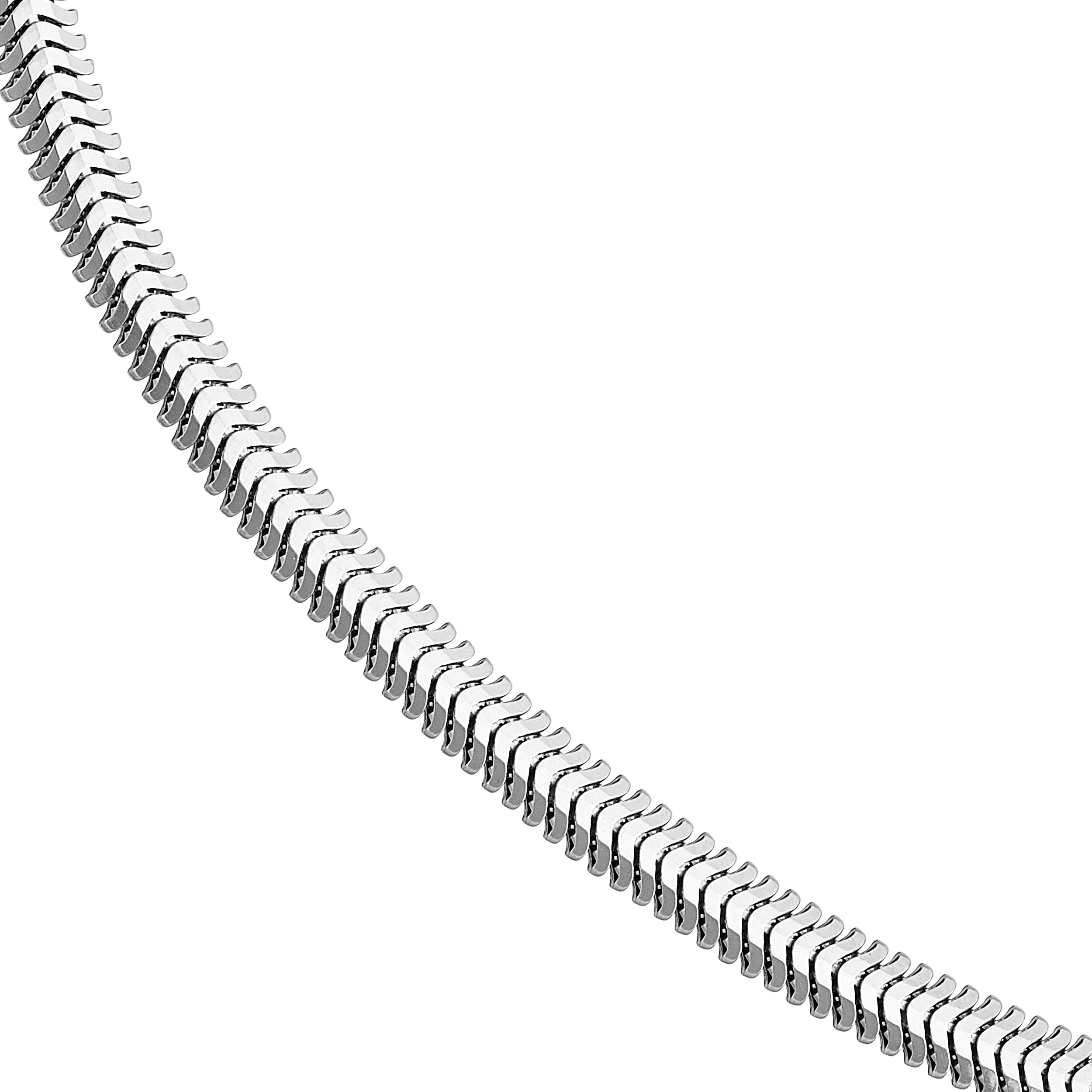 Flat Oval Snake Silver Necklace (3.4mm)