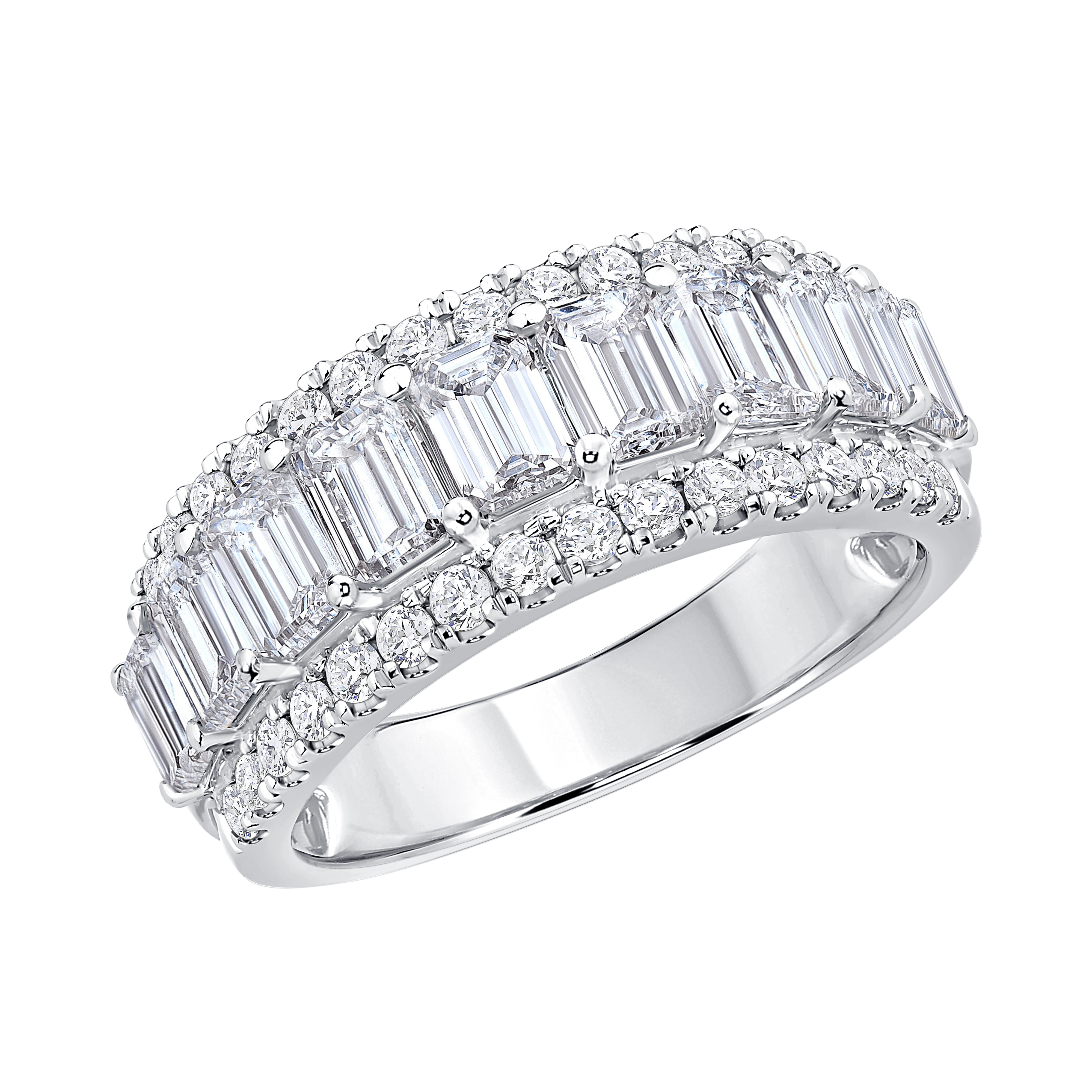 Vivant Emerald-Cut Trio Lab Diamond Band